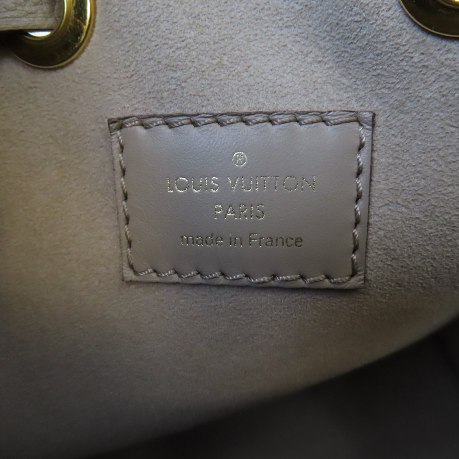 LOUIS VUITTON Monogram Empreinte NeoNoe MM金扣手挽肩背兩用袋斑鳩灰色/奶油色