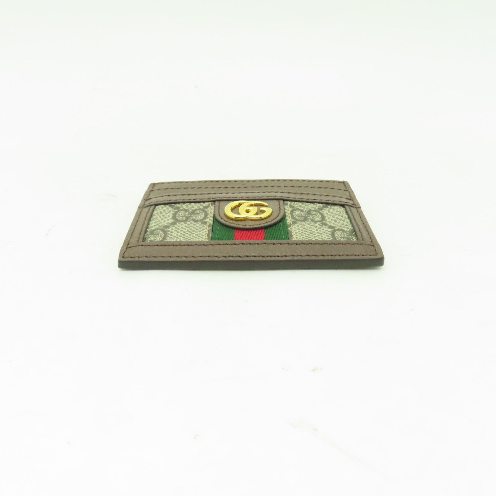 GUCCI 塗層帆布Ophidia GG Card Case金扣卡片套棕色