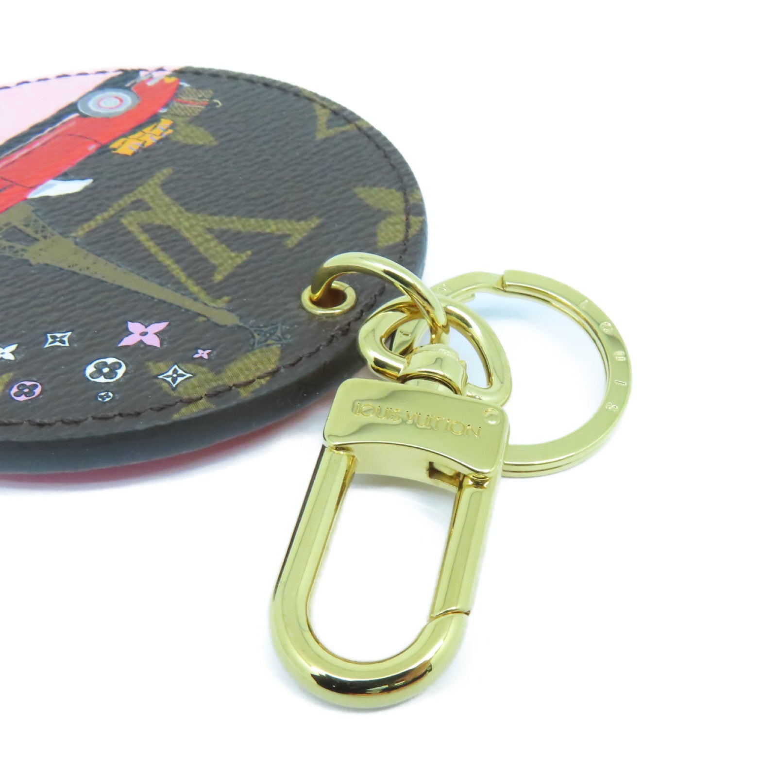 LOUIS VUITTON Monogram Key Ring金扣鎖匙圈啡色/紅色
