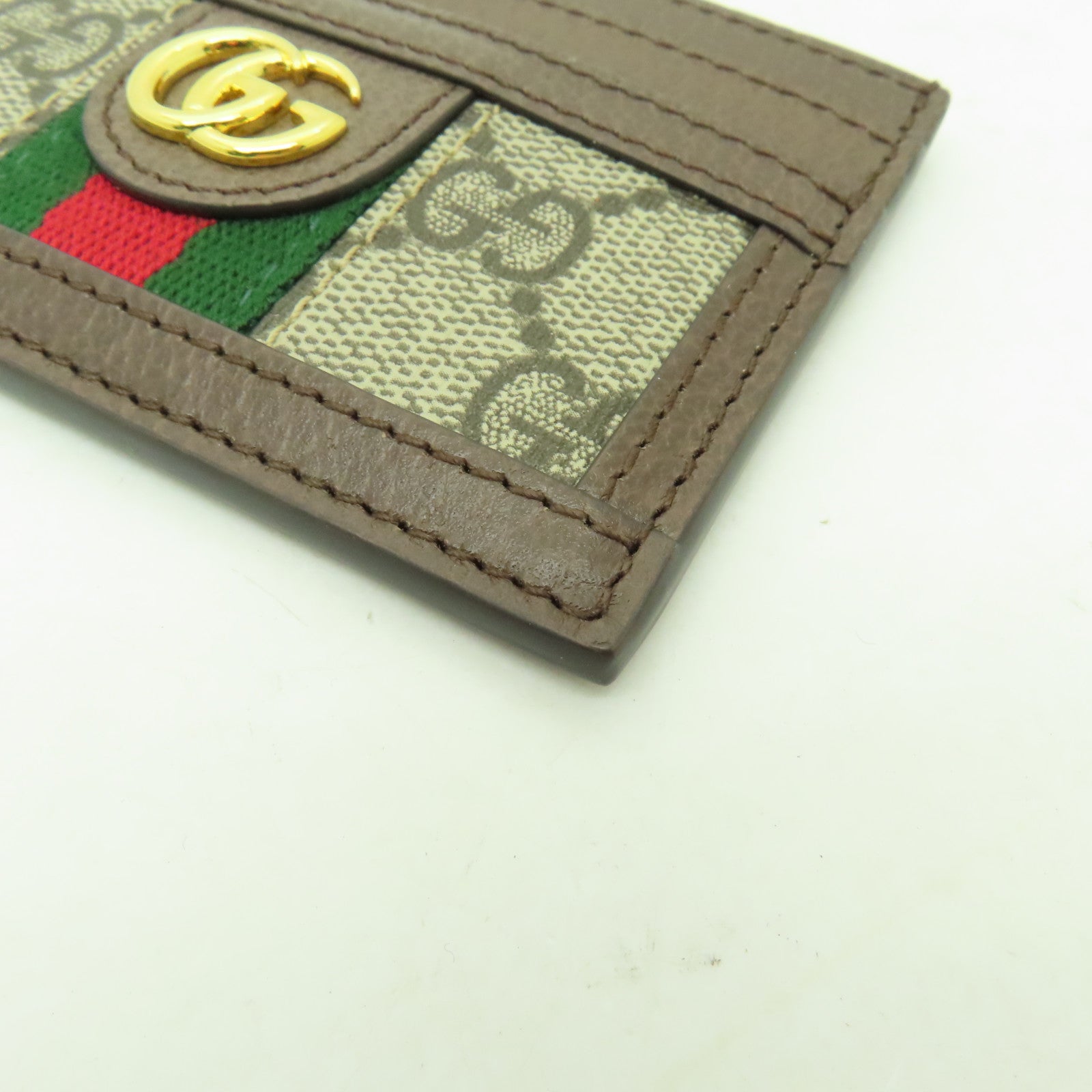 GUCCI 塗層帆布Ophidia GG Card Case金扣卡片套棕色