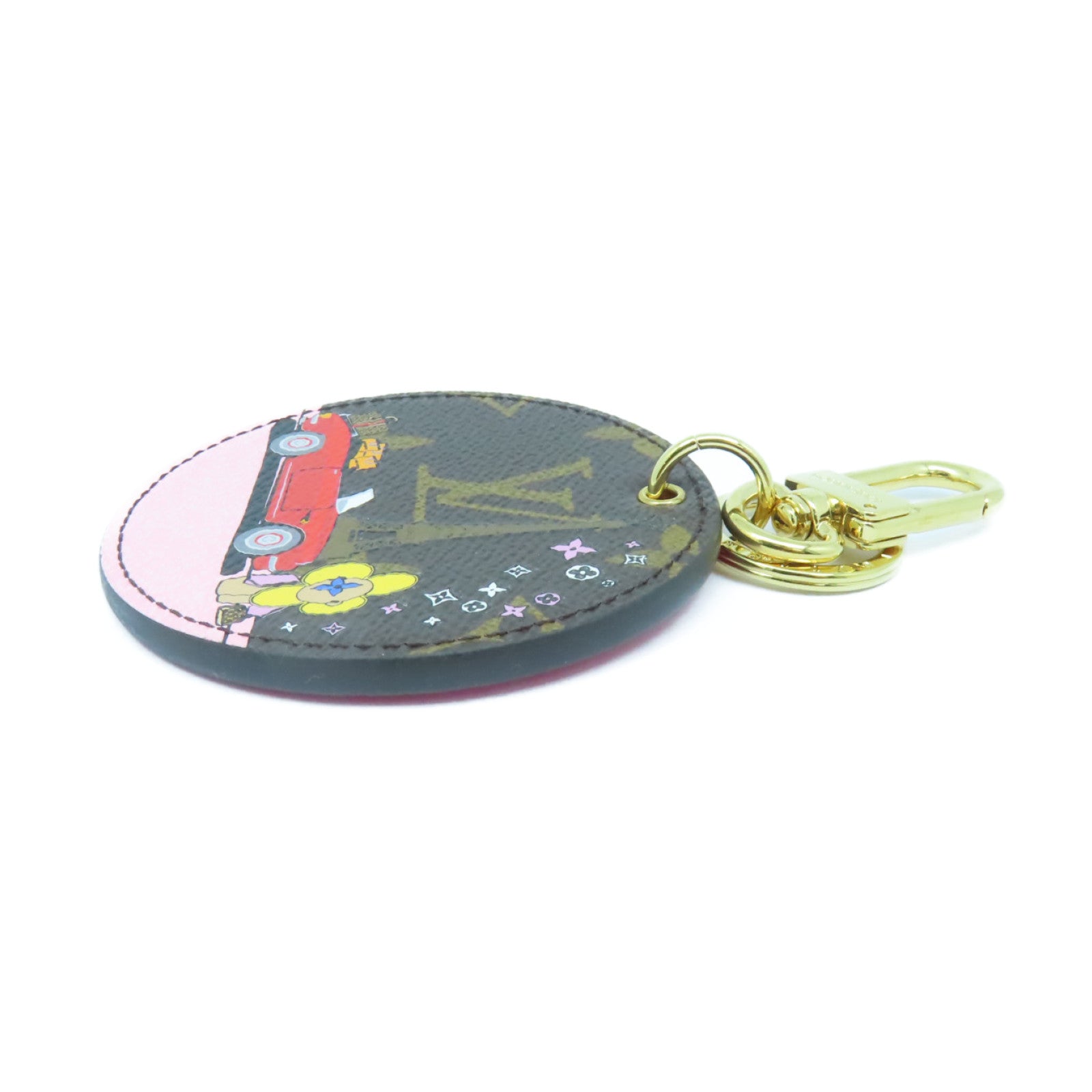 LOUIS VUITTON Monogram Key Ring金扣鎖匙圈啡色/紅色