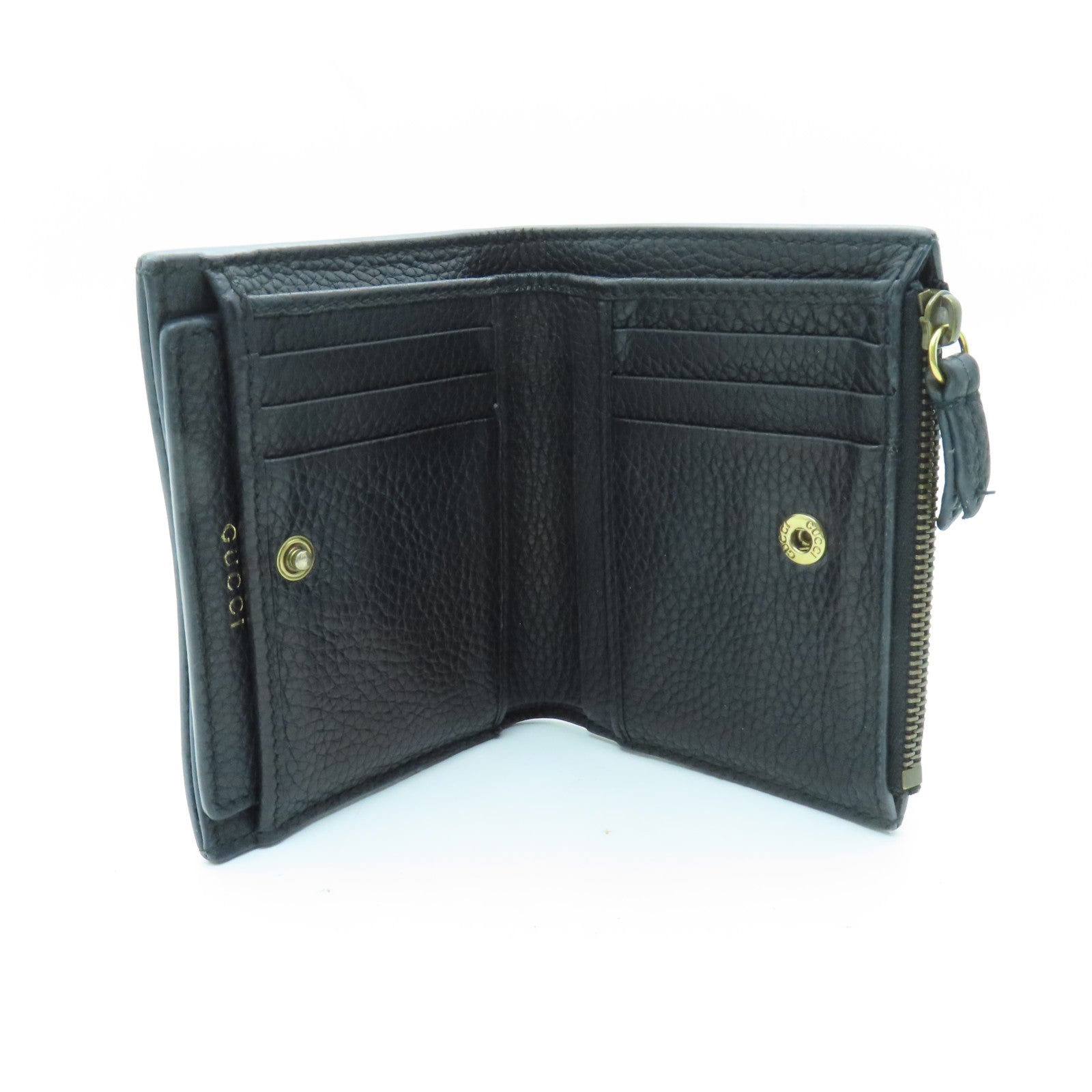 GUCCI 牛皮皮革Wallet金扣錢包黑色