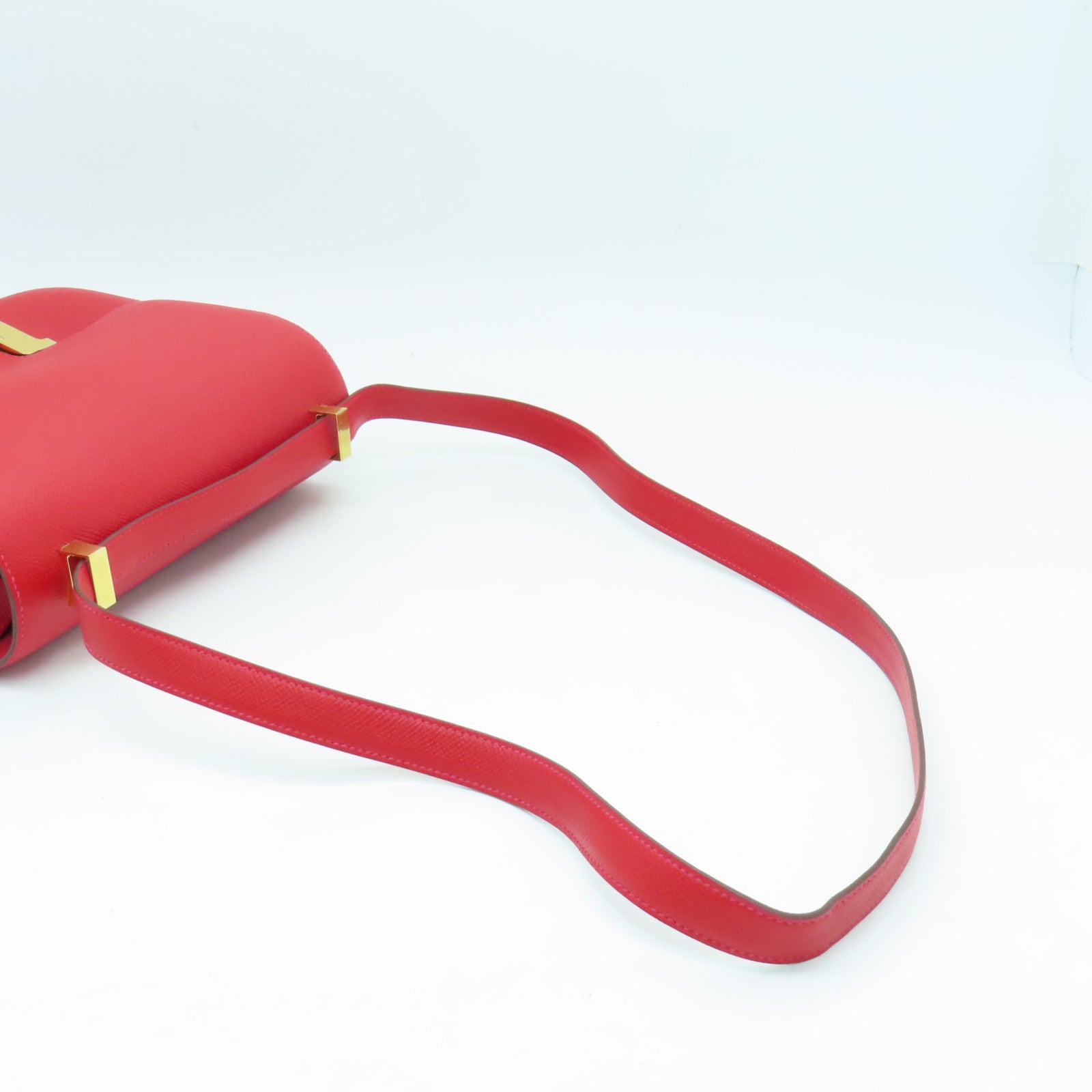 HERMES Veau Epsom皮革Constance 24金扣肩背袋Rouge Tomate红色