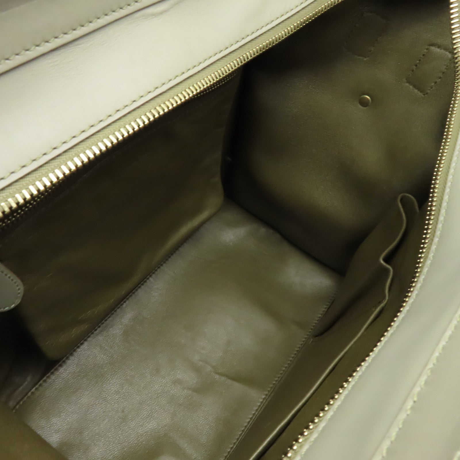CELINE 牛皮皮革Mini Luggage金扣手挽袋灰色