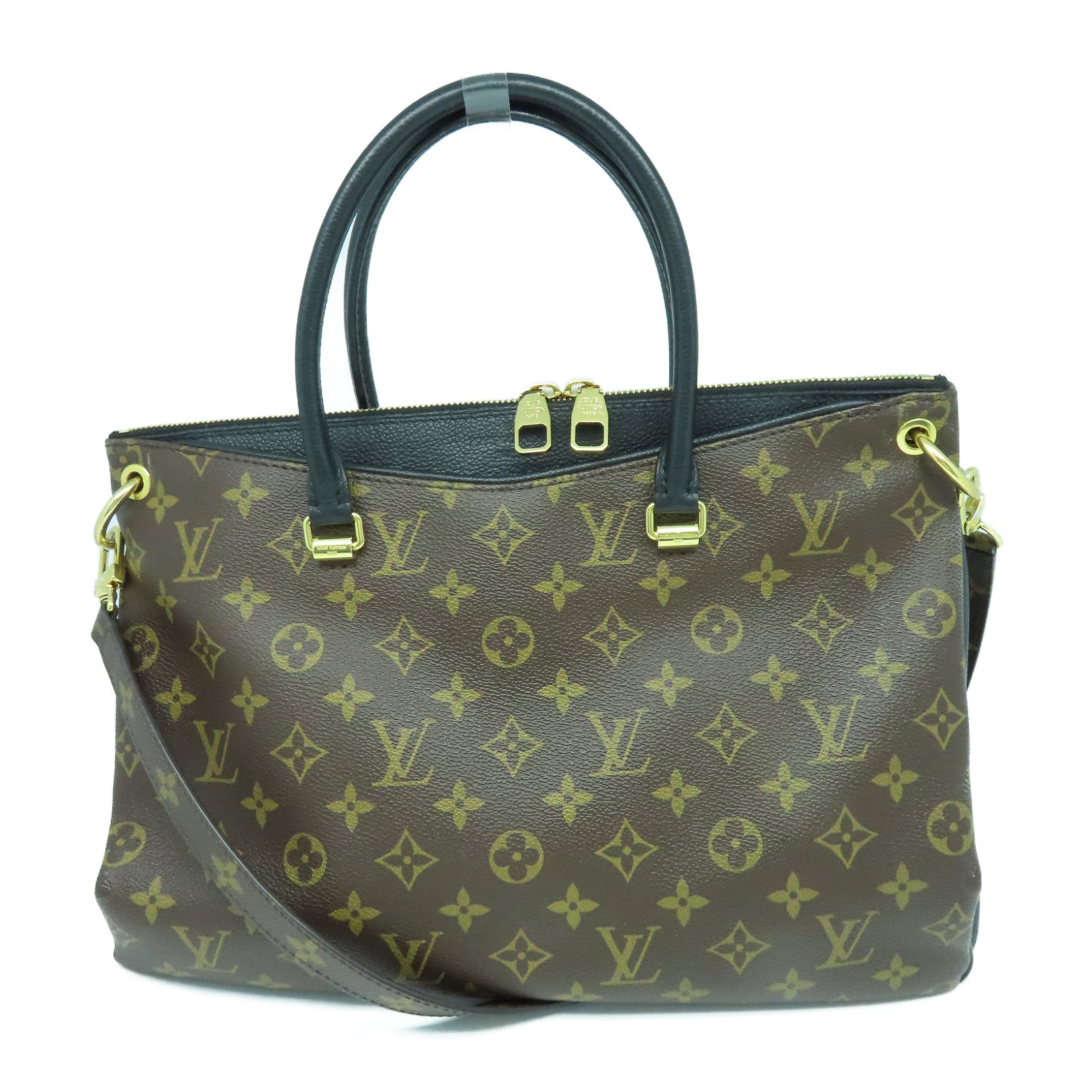 LOUIS VUITTON Monogram Pallas金扣手挽肩背两用袋啡色/黑色