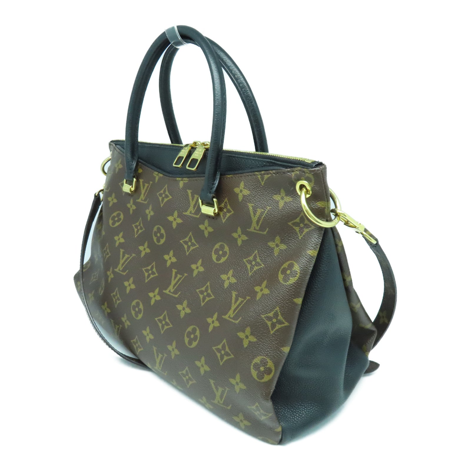 LOUIS VUITTON Monogram Pallas金扣手挽肩背两用袋啡色/黑色