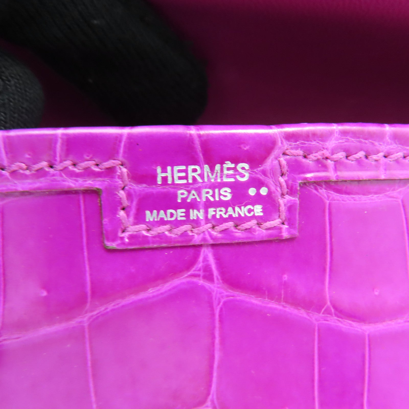 HERMES 【激減優惠】鱷魚皮革Jige手拿包紫色
