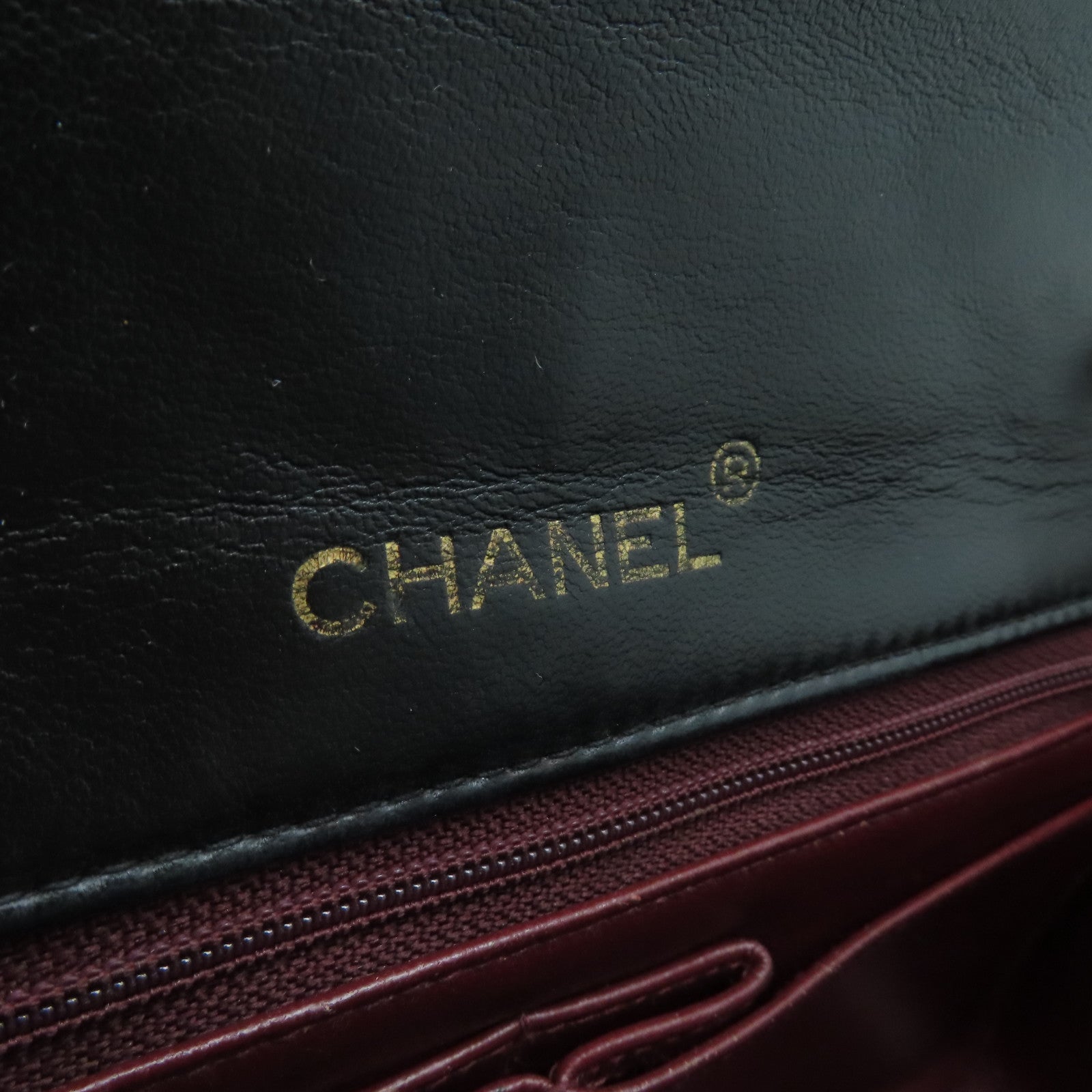 CHANEL 菱格羊皮皮革Chain Shoulder Bag金扣链带肩背袋黑色