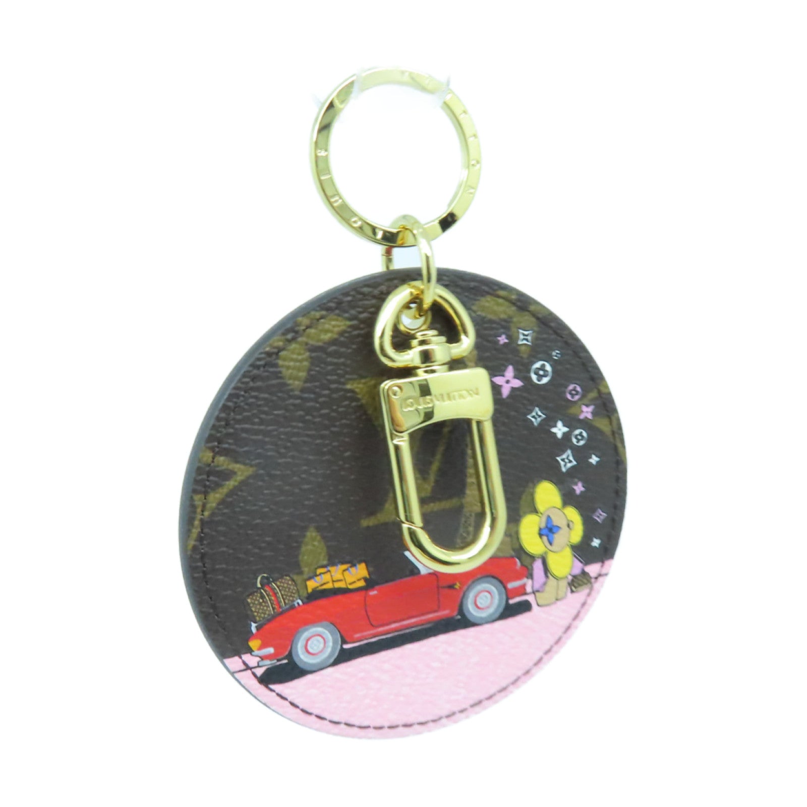 LOUIS VUITTON Monogram Key Ring金扣鎖匙圈啡色/紅色