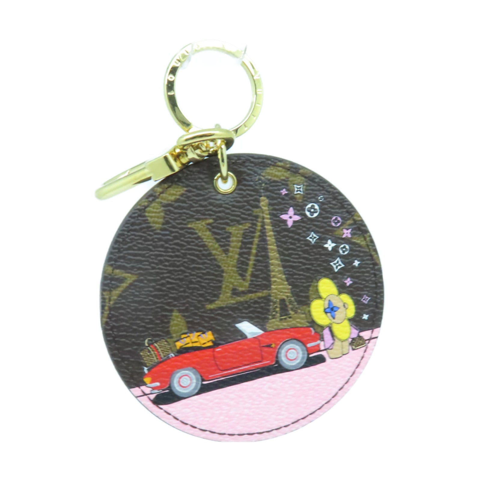 LOUIS VUITTON Monogram Key Ring金扣鎖匙圈啡色/紅色