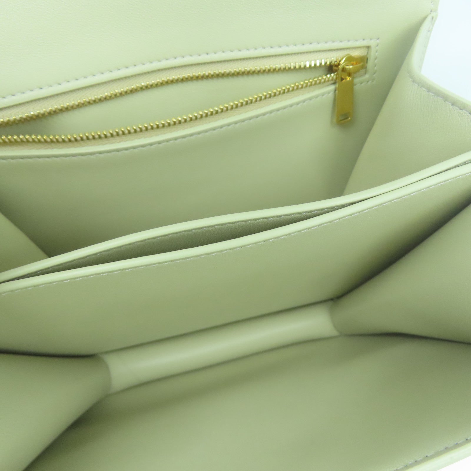 CELINE 牛皮皮革College金扣鏈帶肩背袋米色