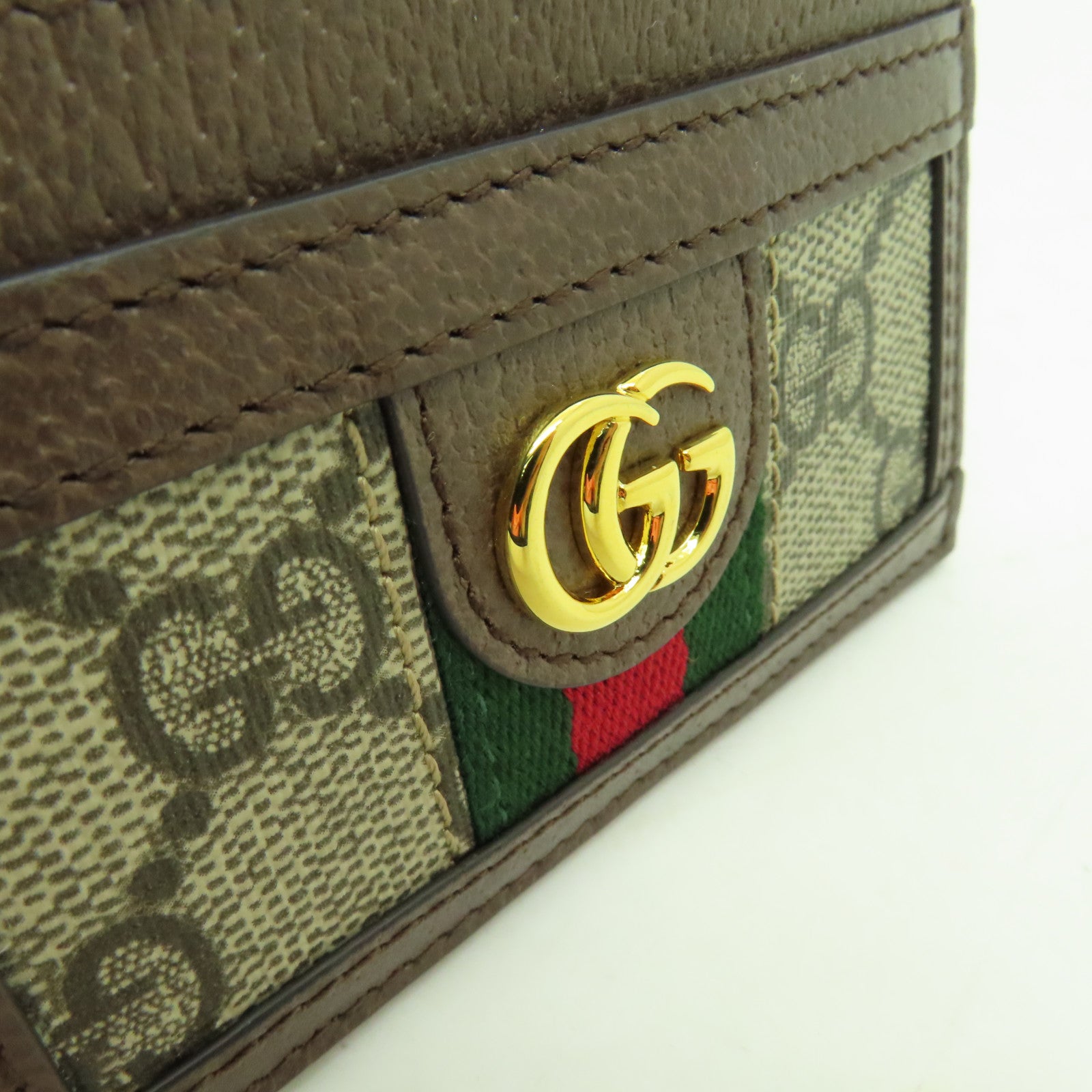 GUCCI 塗層帆布Ophidia GG Card Case金扣卡片套棕色