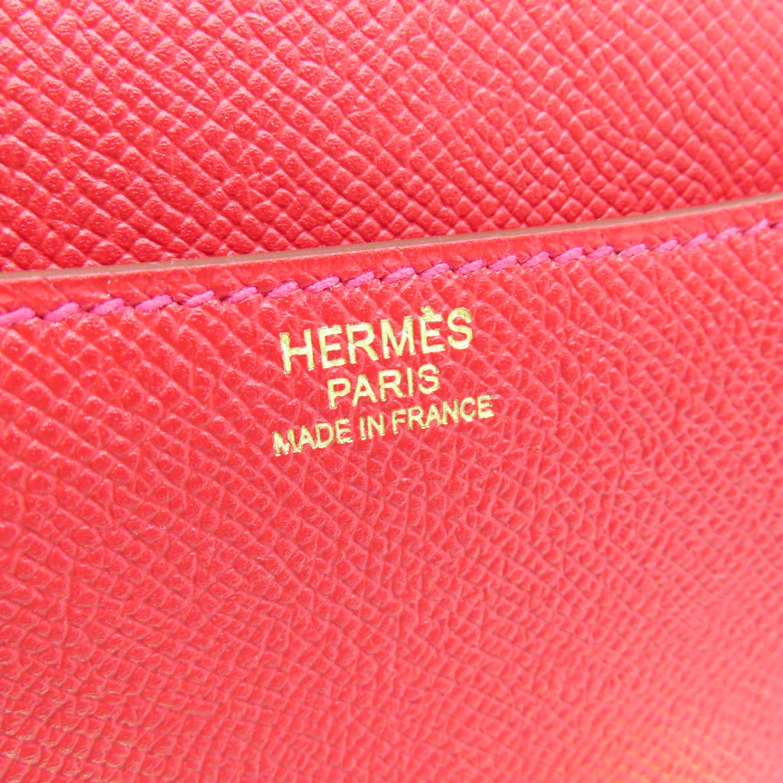 HERMES Veau Epsom皮革Constance 24金扣肩背袋Rouge Tomate红色