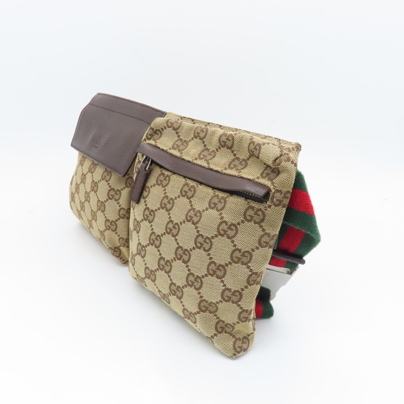 GUCCI 帆布Waist Bag銀扣腰包啡色