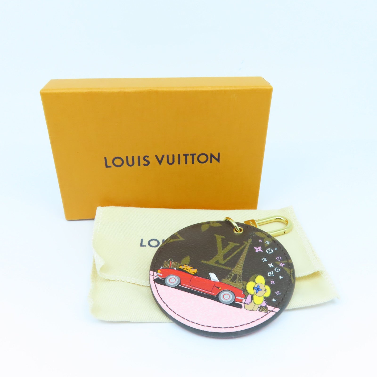 LOUIS VUITTON Monogram Key Ring金扣鎖匙圈啡色/紅色