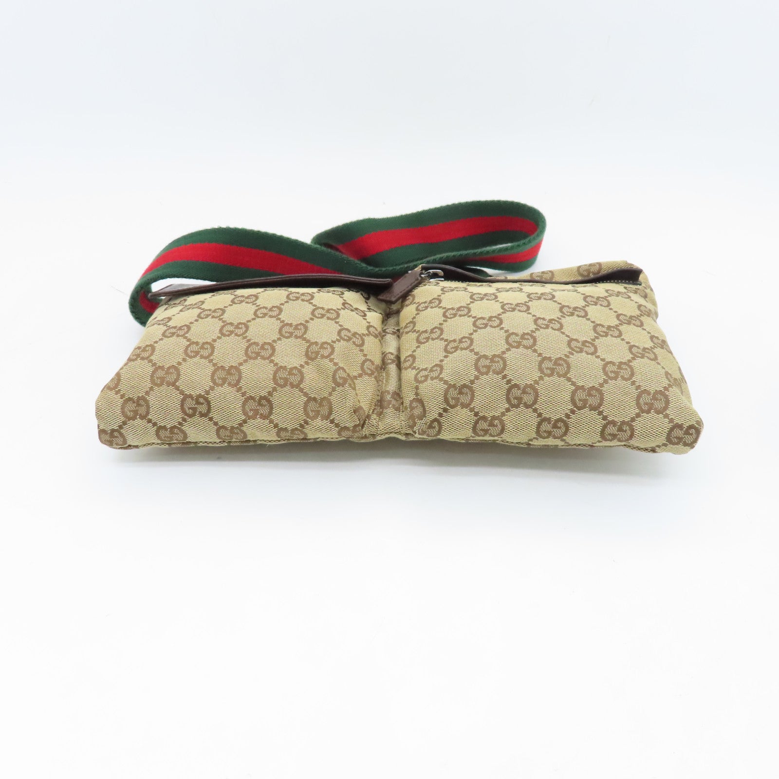 GUCCI 帆布Waist Bag銀扣腰包啡色