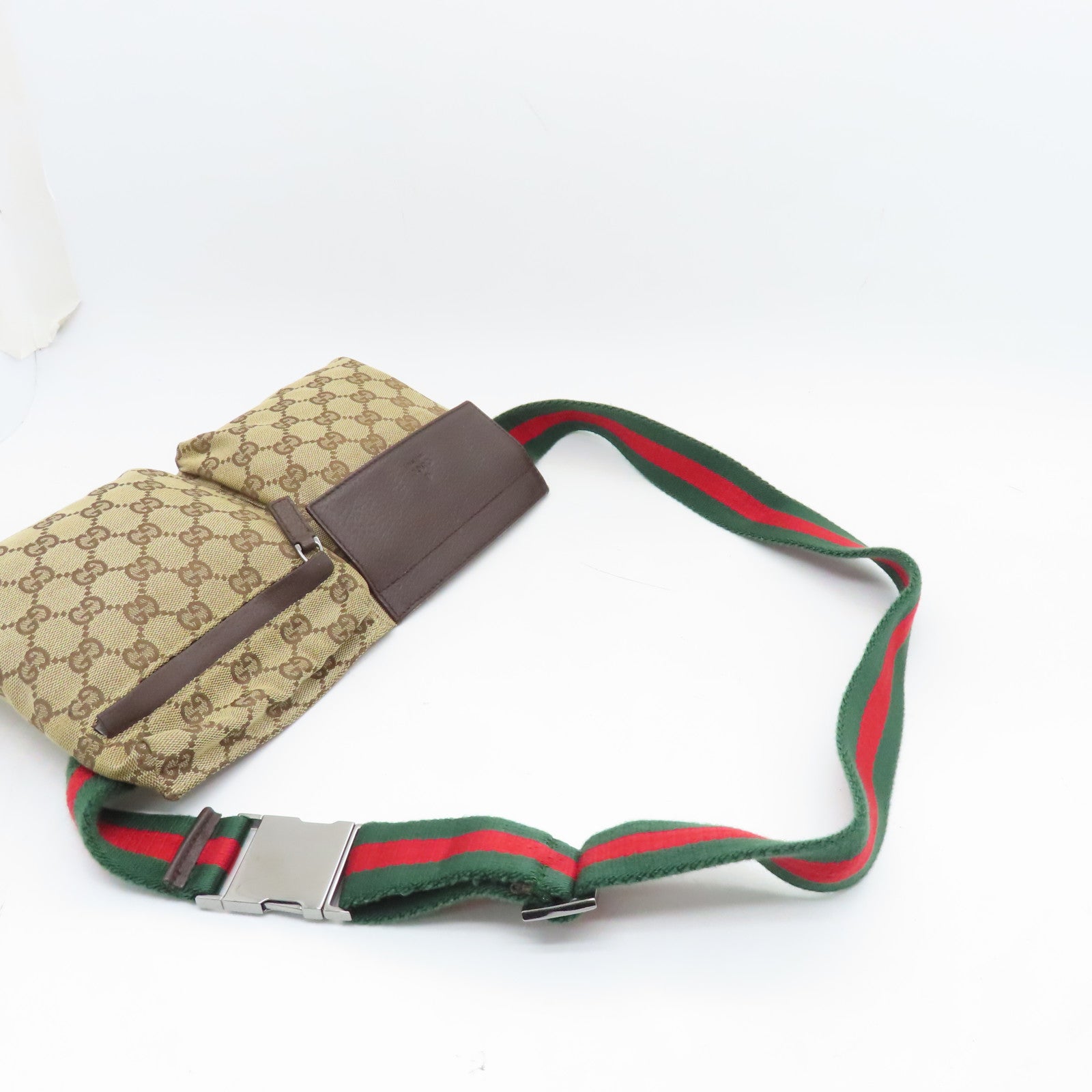 GUCCI 帆布Waist Bag銀扣腰包啡色