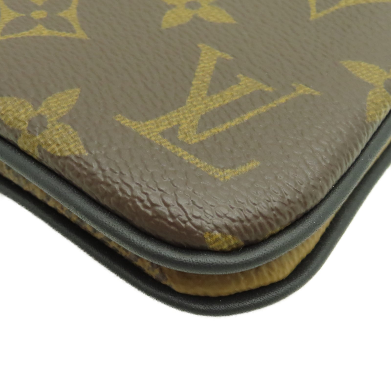LOUIS VUITTON Monogram Double Zip Pochette金扣肩背袋棕色