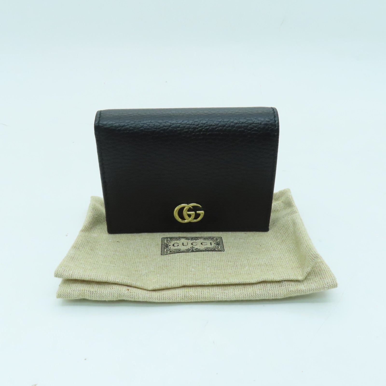 GUCCI 牛皮皮革GG Marmont Wallet金扣錢包黑色
