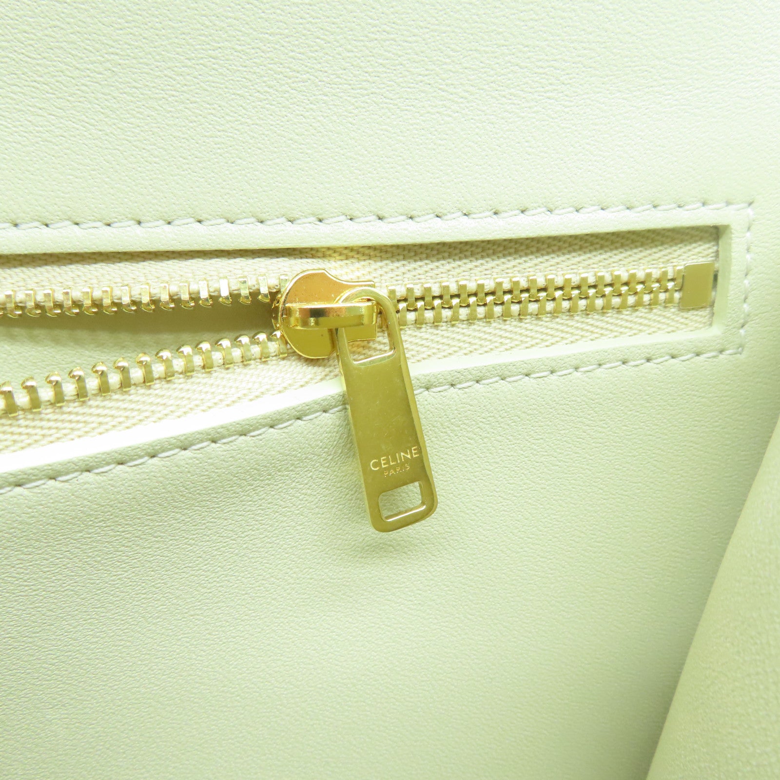 CELINE 牛皮皮革College金扣鏈帶肩背袋米色