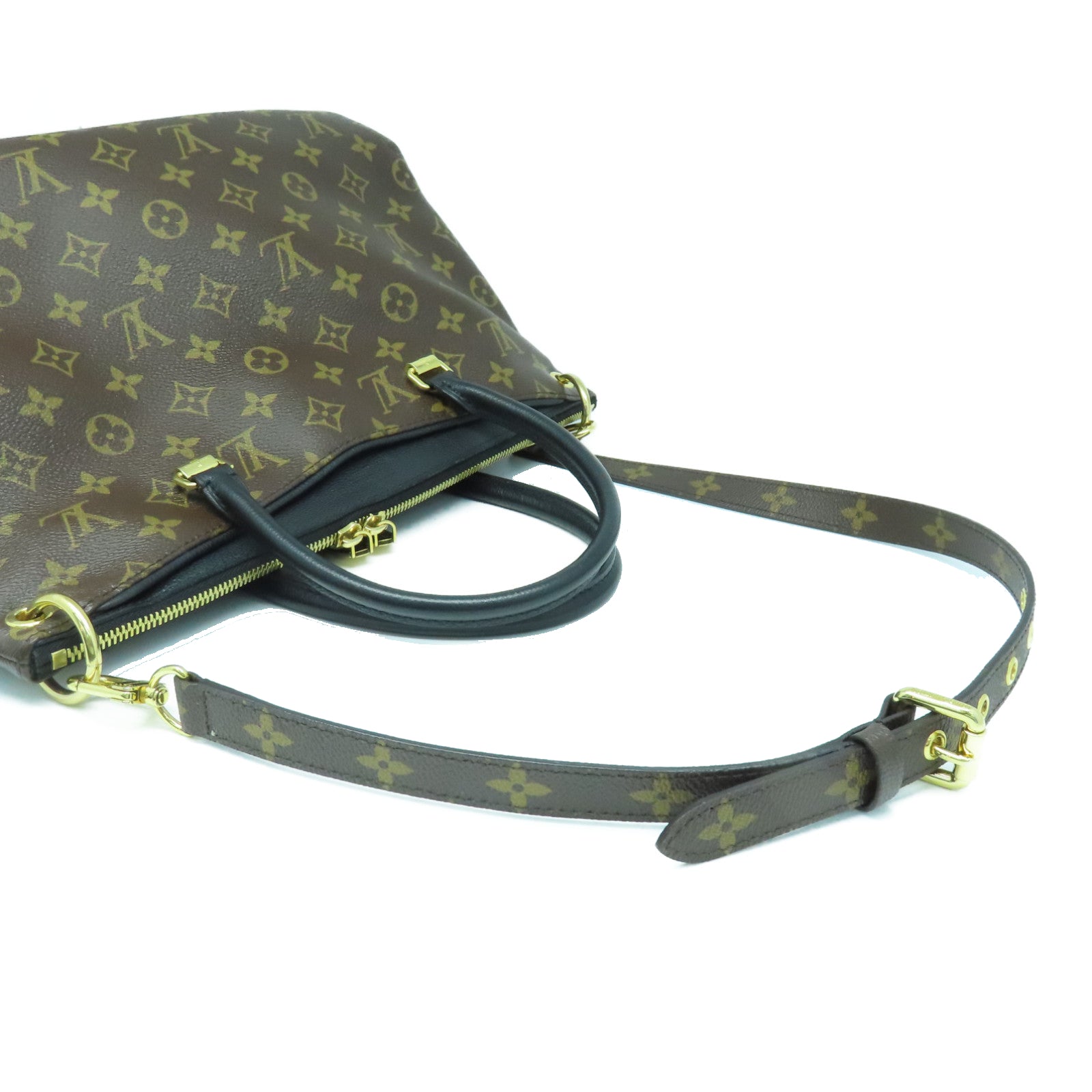 LOUIS VUITTON Monogram Pallas金扣手挽肩背两用袋啡色/黑色