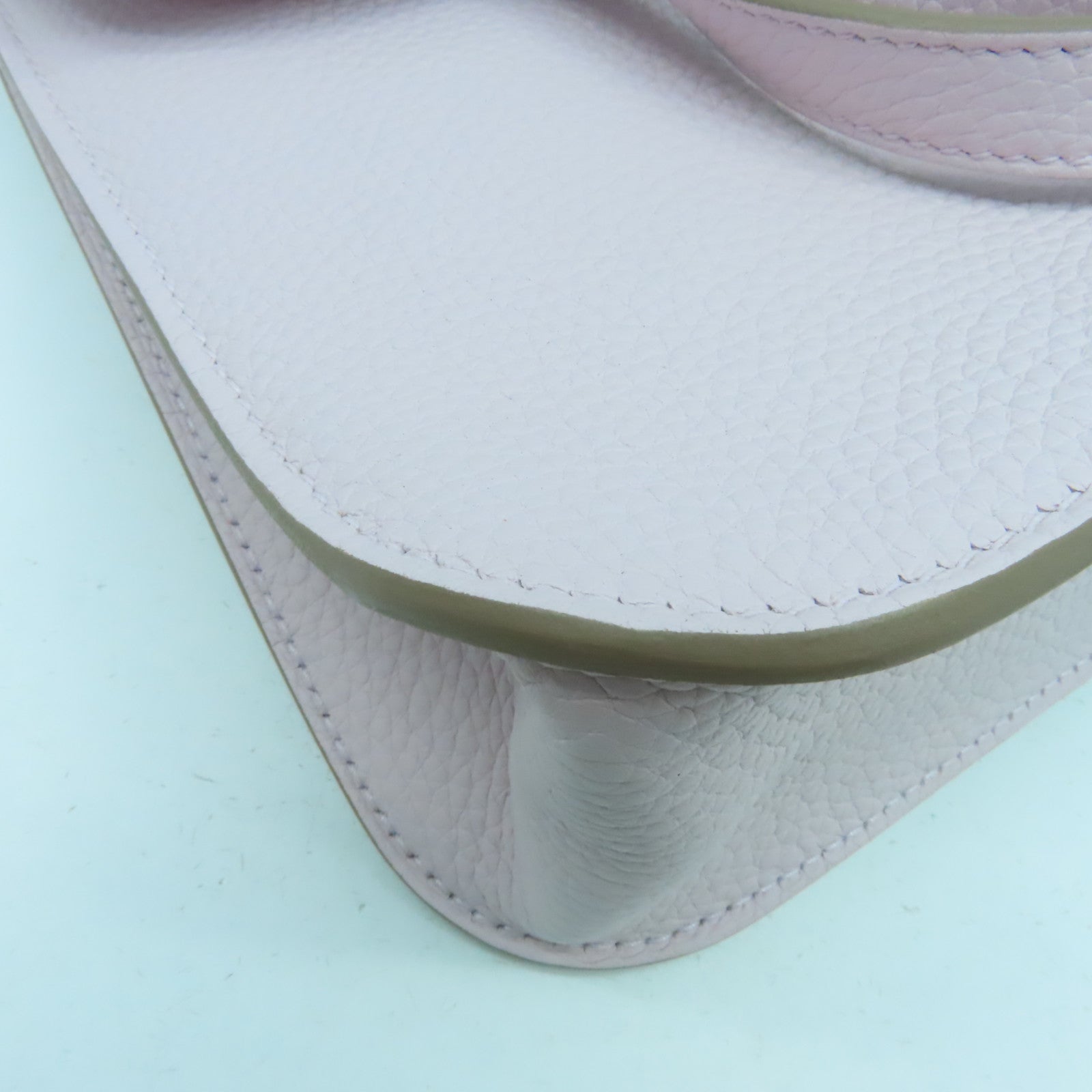 HERMES Clemence皮革Halzan 25銀扣手挽肩背兩用袋Mauve Pale夢幻粉色/Gold經典駝色