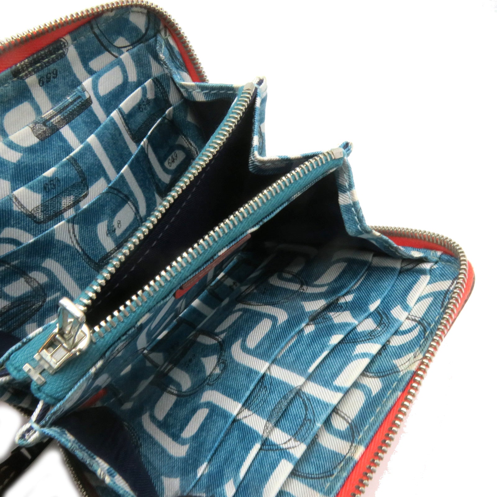 HERMES Epsom皮革Silkin Compact Wallet银扣拉链短钱包Feu桃红色