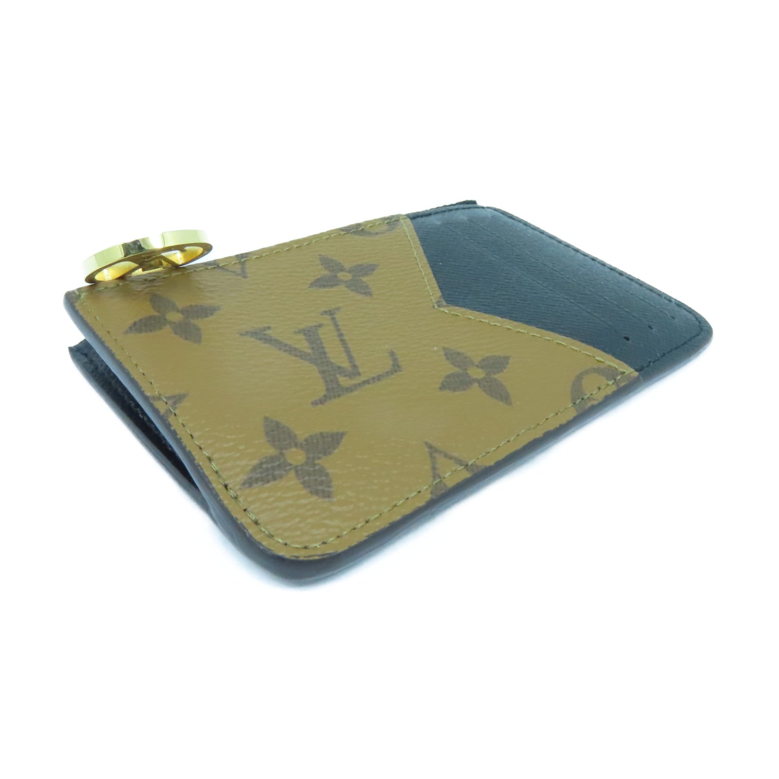 LOUIS VUITTON 【激減優惠】Monogram Reverse Card Case金扣卡片套啡色/黑色