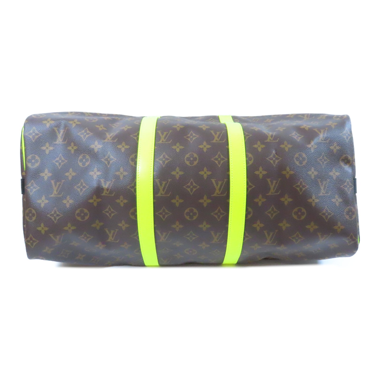 LOUIS VUITTON Monogram Keepall 50 Bandoulie手挽肩背兩用袋啡色啡色/螢光綠色