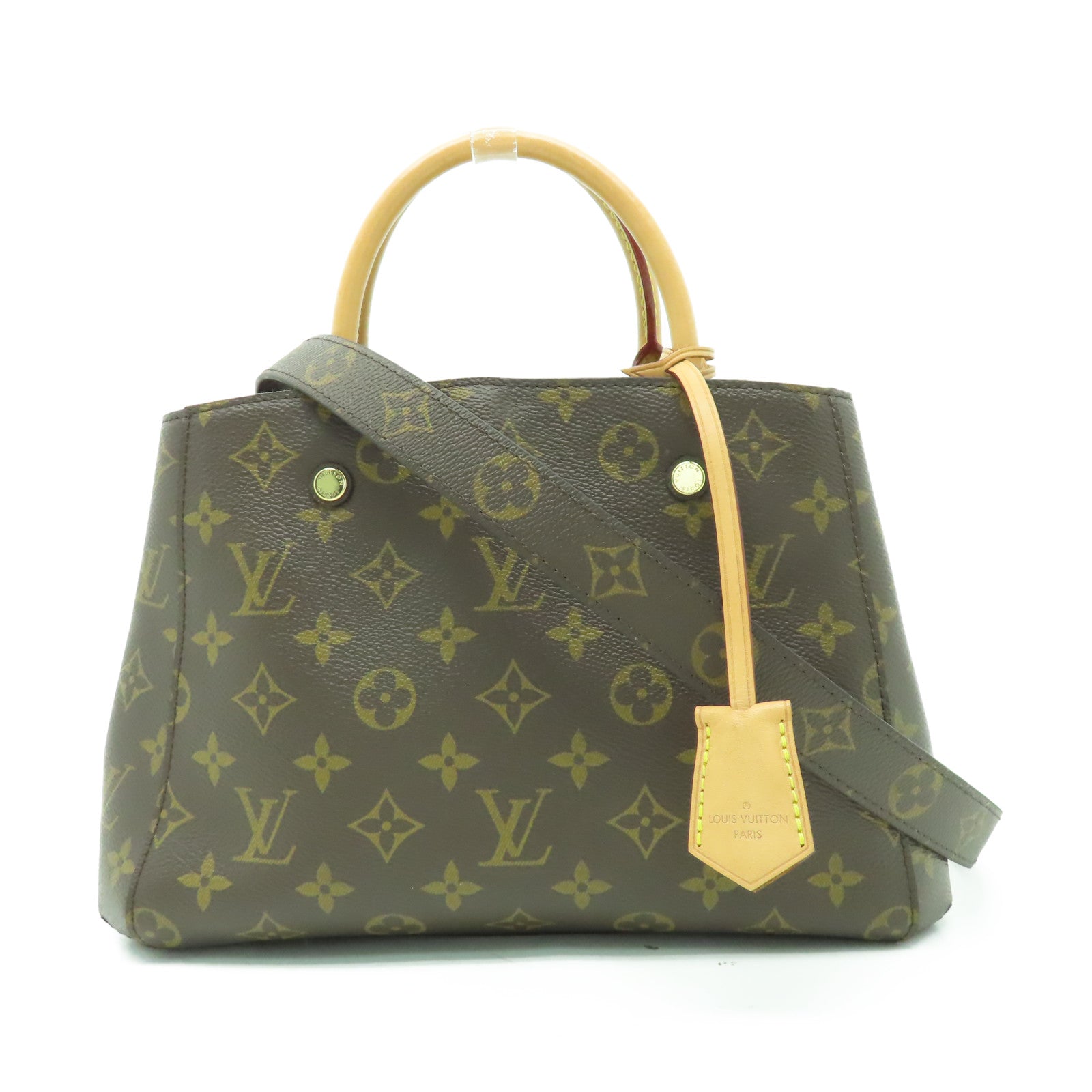 LOUIS VUITTON Monogram Montaigne BB金扣手挽肩背兩用袋啡色