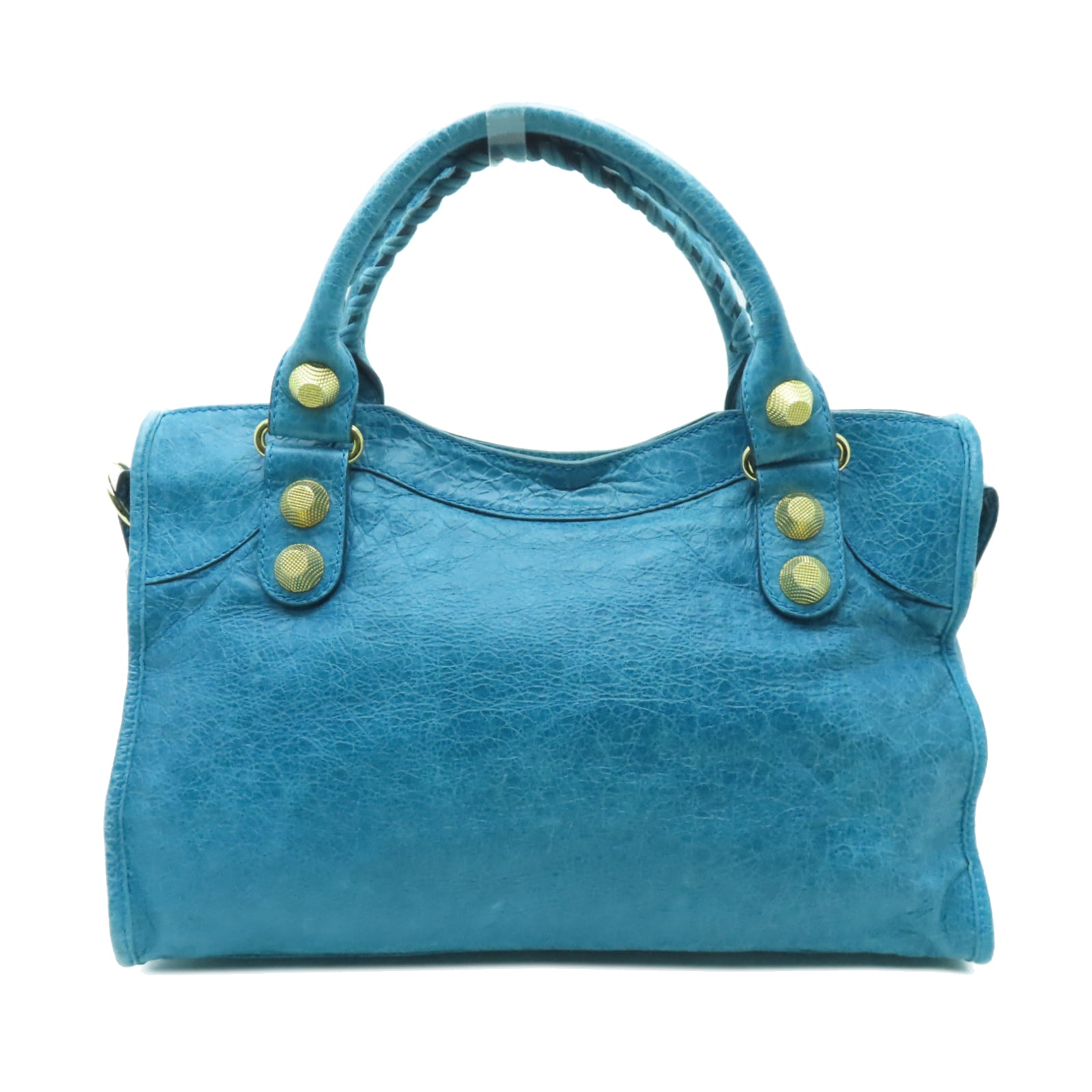 BALENCIAGA 牛皮皮革Giant City金扣手挽肩背兩用袋藍色