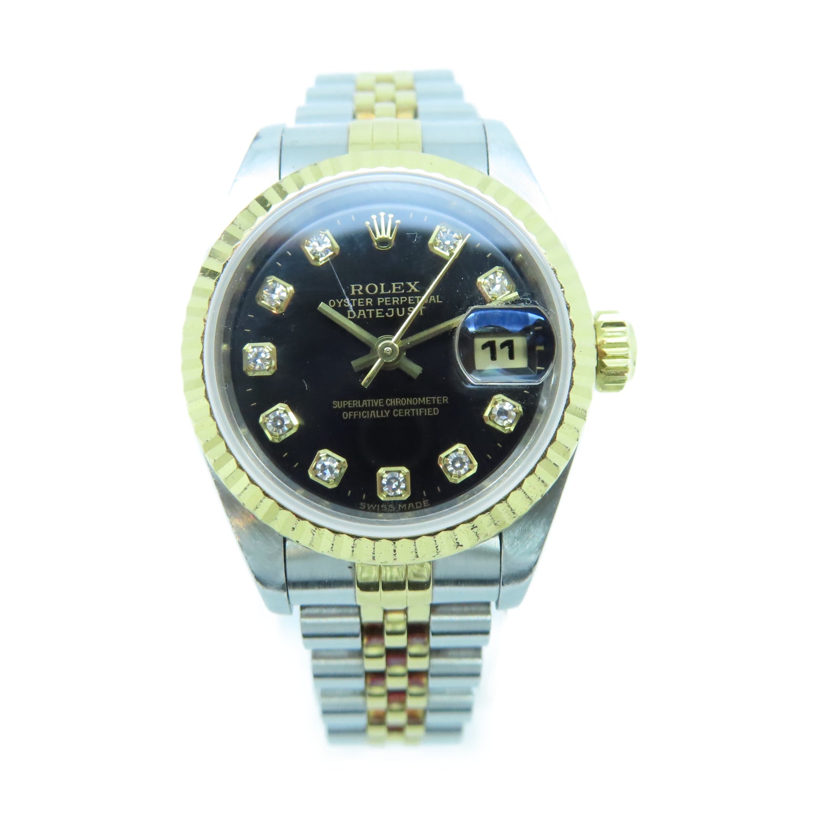 ROLEX Datejust 18K黃金/不鏽鋼手錶自動機芯黑色