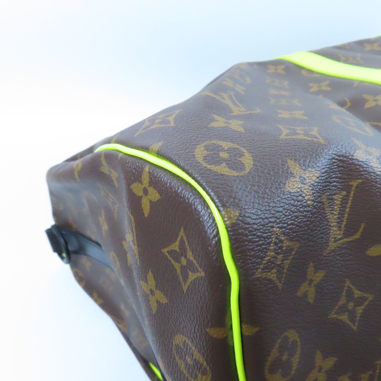 LOUIS VUITTON Monogram Keepall 50 Bandoulie手挽肩背兩用袋啡色啡色/螢光綠色