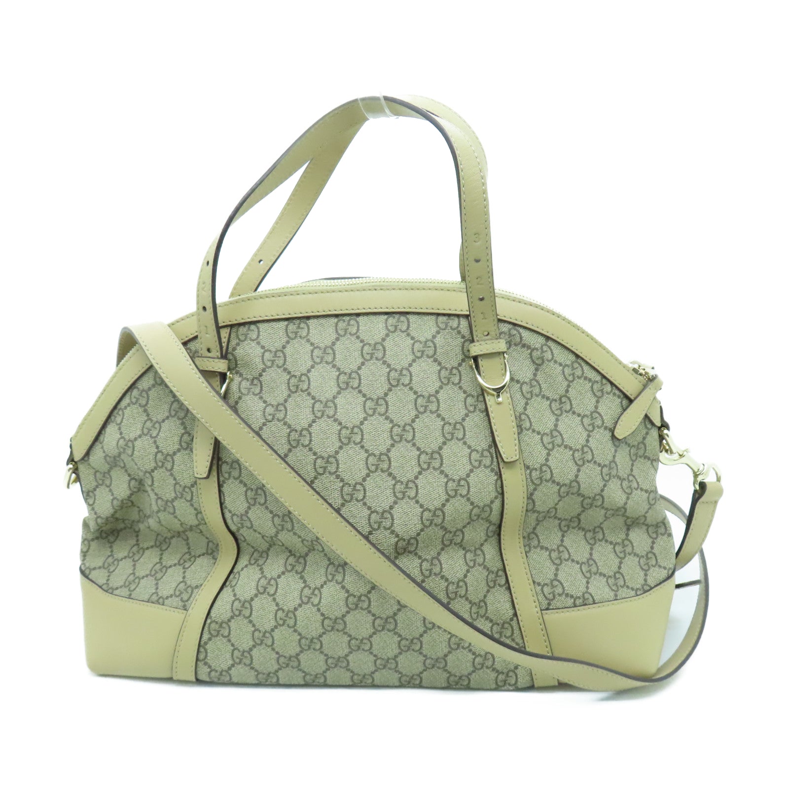 GUCCI 塗層帆布2 Way Shoulder金扣手挽肩背兩用袋灰色