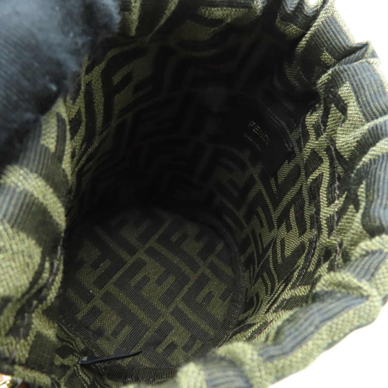 FENDI 帆布Step Out Mini金扣手挽肩背兩用袋棕色