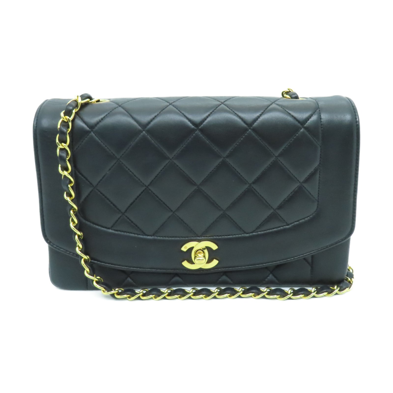 CHANEL 【激減優惠】菱格羊皮皮革Diana Chain Shoulder Bag鏈帶肩背袋黑色