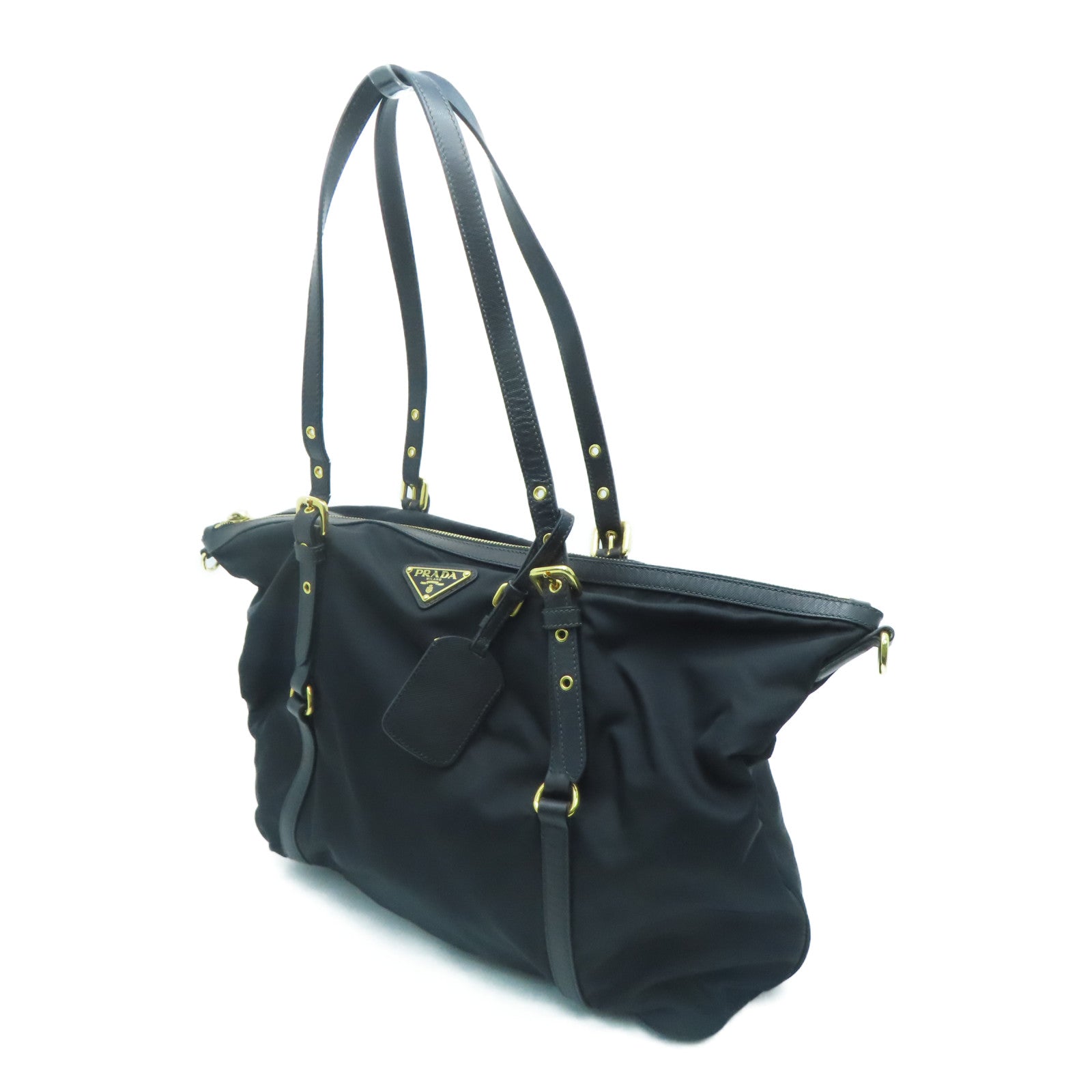 PRADA 尼龍2 Way Shoulder Handbag金扣肩背袋黑色