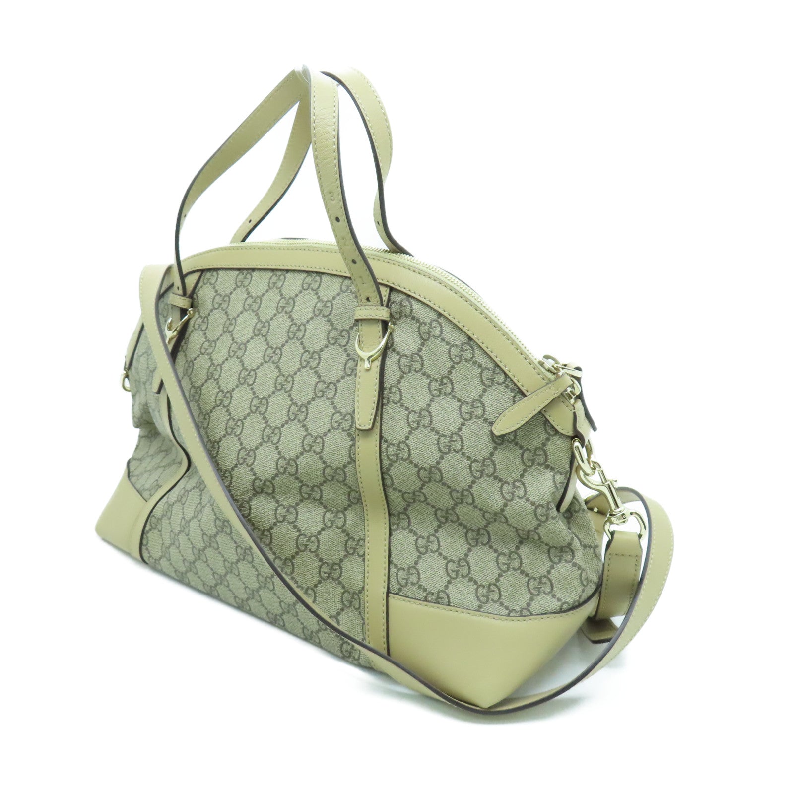 GUCCI 塗層帆布2 Way Shoulder金扣手挽肩背兩用袋灰色