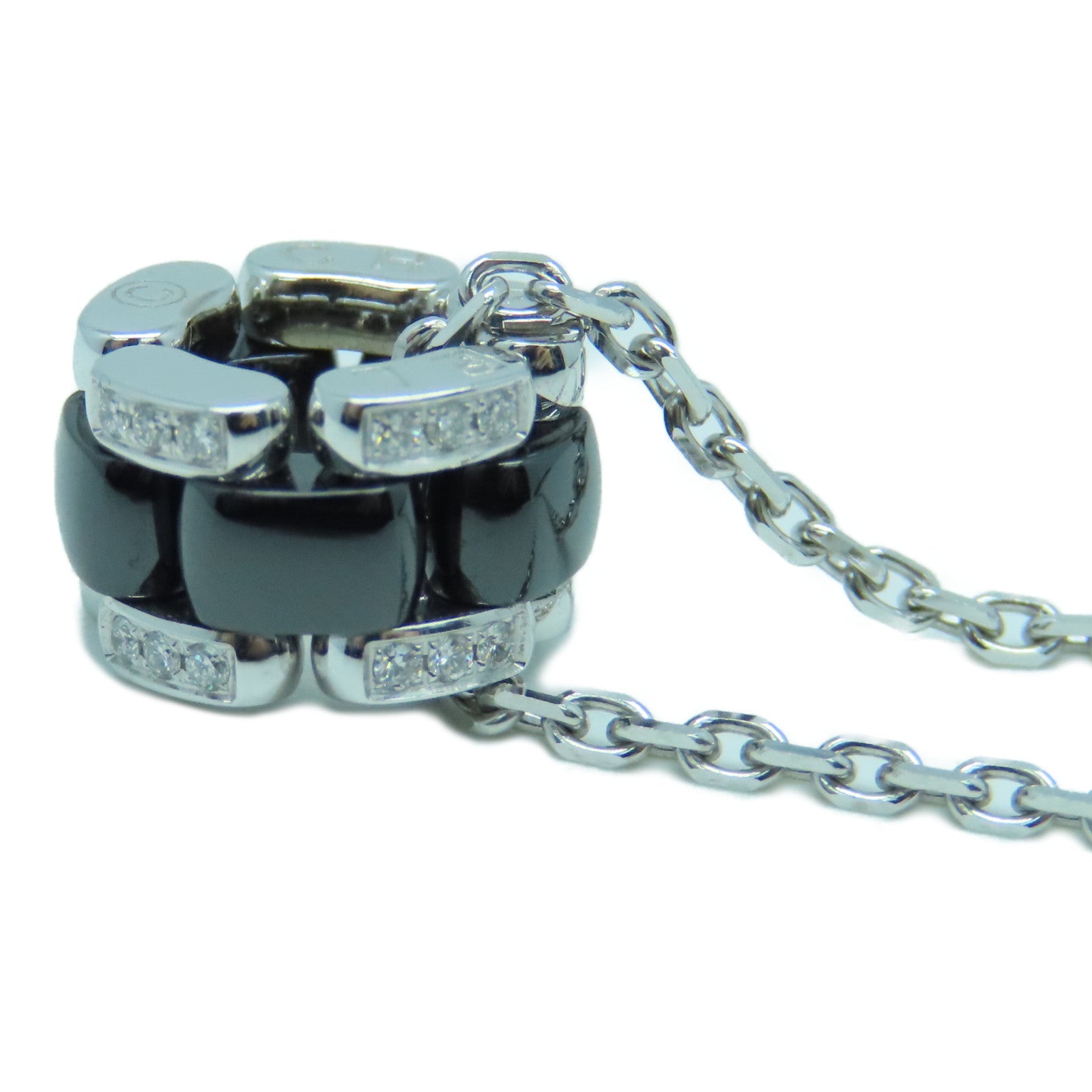 CHANEL 18K白金Ultra Necklace銀扣項鍊黑色銀色