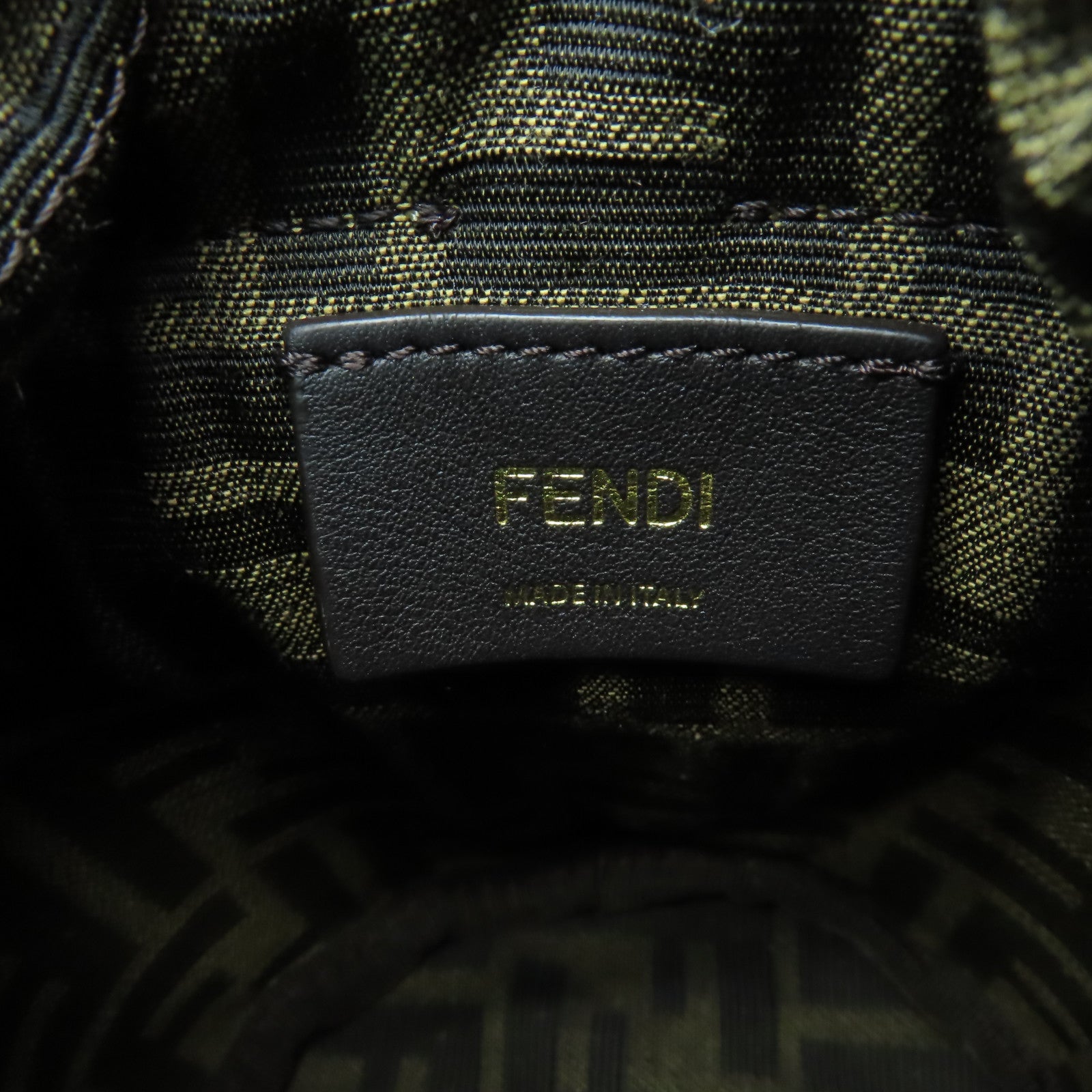 FENDI 帆布Step Out Mini金扣手挽肩背兩用袋棕色