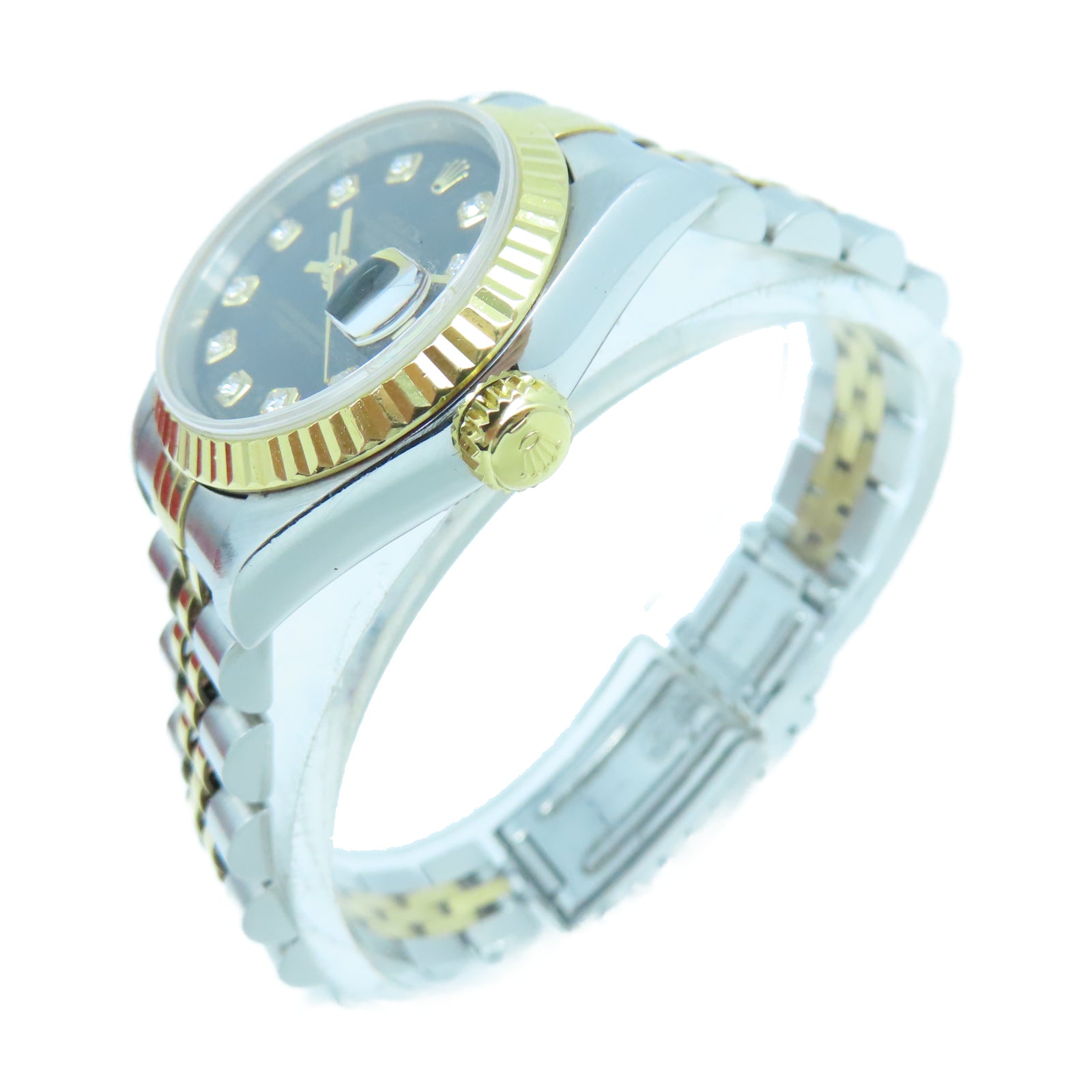 ROLEX Datejust 18K黃金/不鏽鋼手錶自動機芯黑色