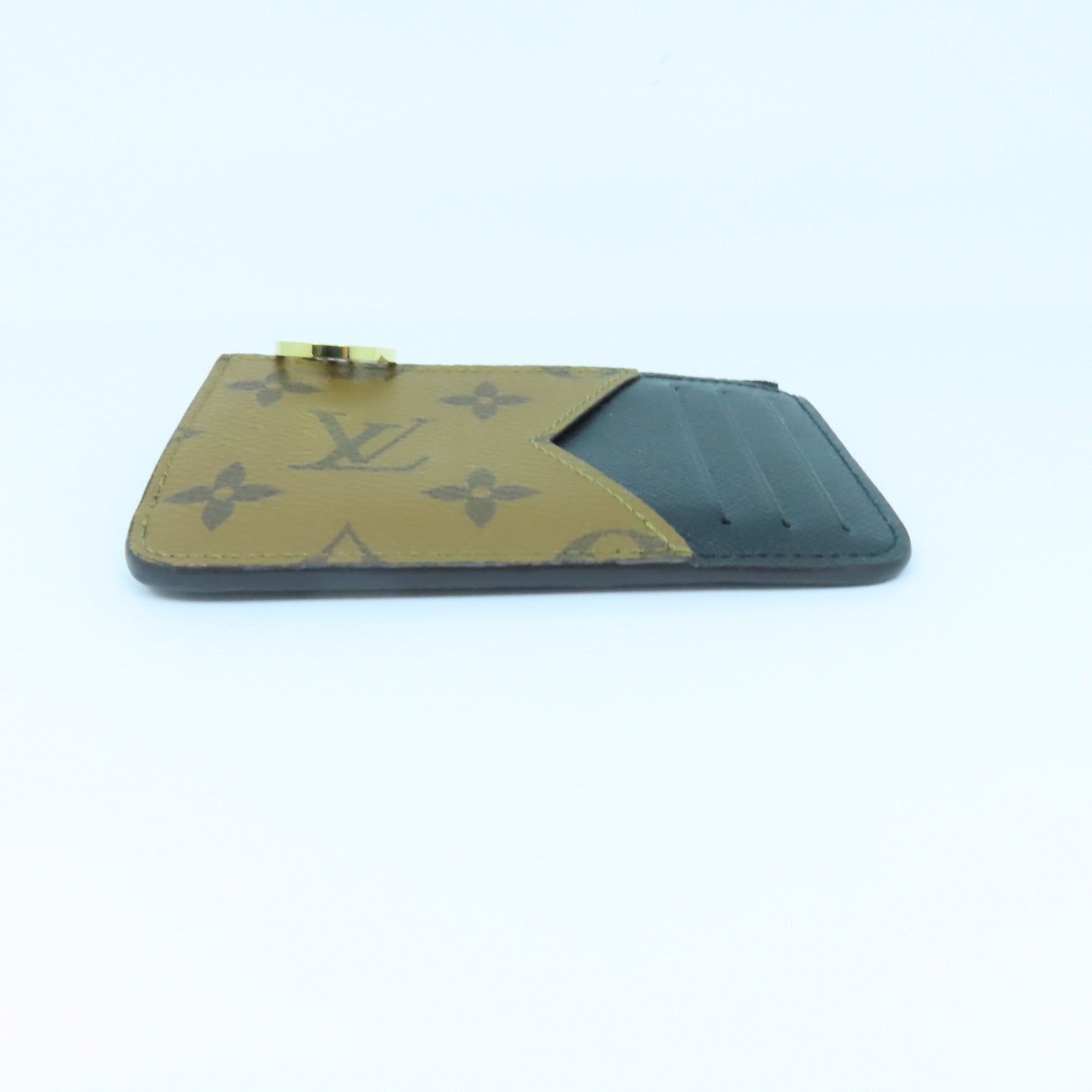 LOUIS VUITTON 【激減優惠】Monogram Reverse Card Case金扣卡片套啡色/黑色