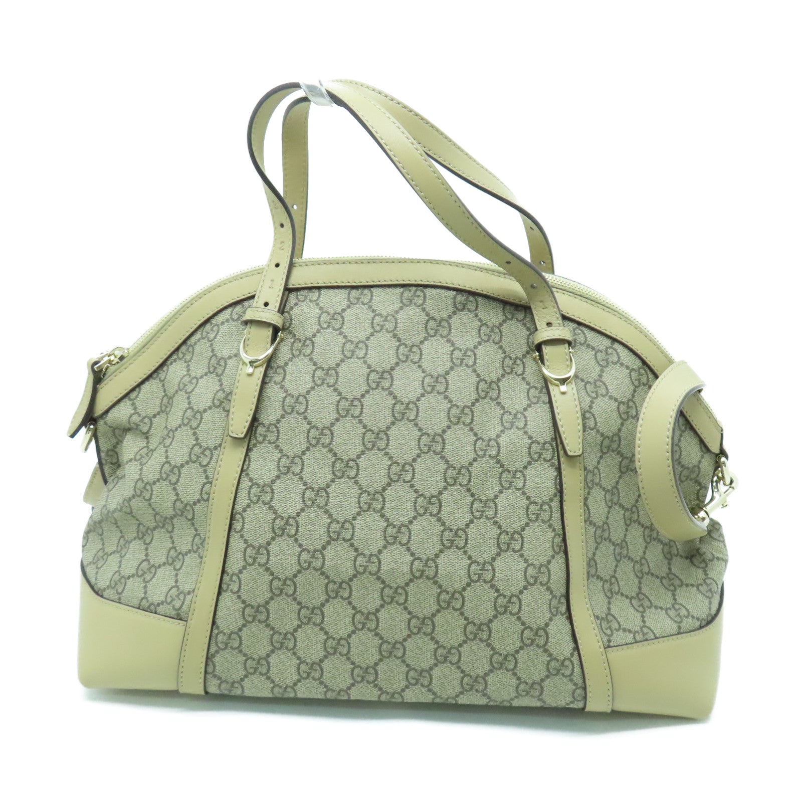 GUCCI 塗層帆布2 Way Shoulder金扣手挽肩背兩用袋灰色