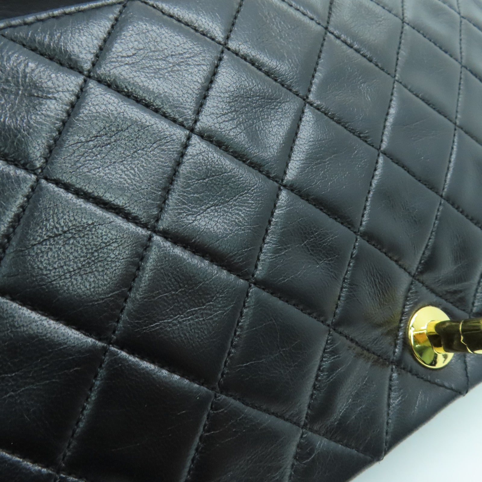 CHANEL 菱格羊皮皮革Chain Shoulder金扣肩背袋黑色