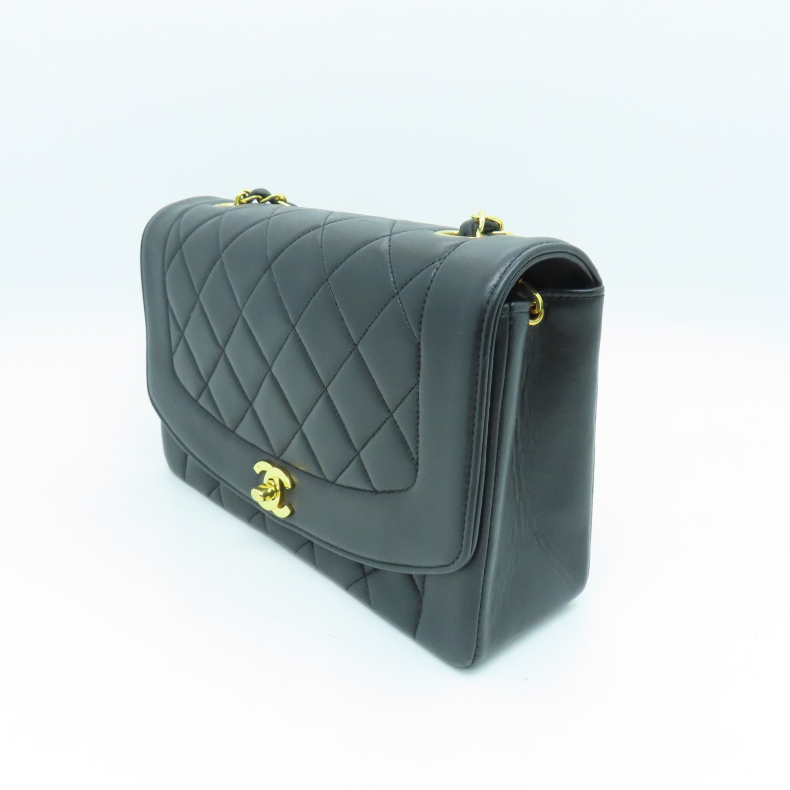 CHANEL 【激減優惠】菱格羊皮皮革Diana Chain Shoulder Bag鏈帶肩背袋黑色