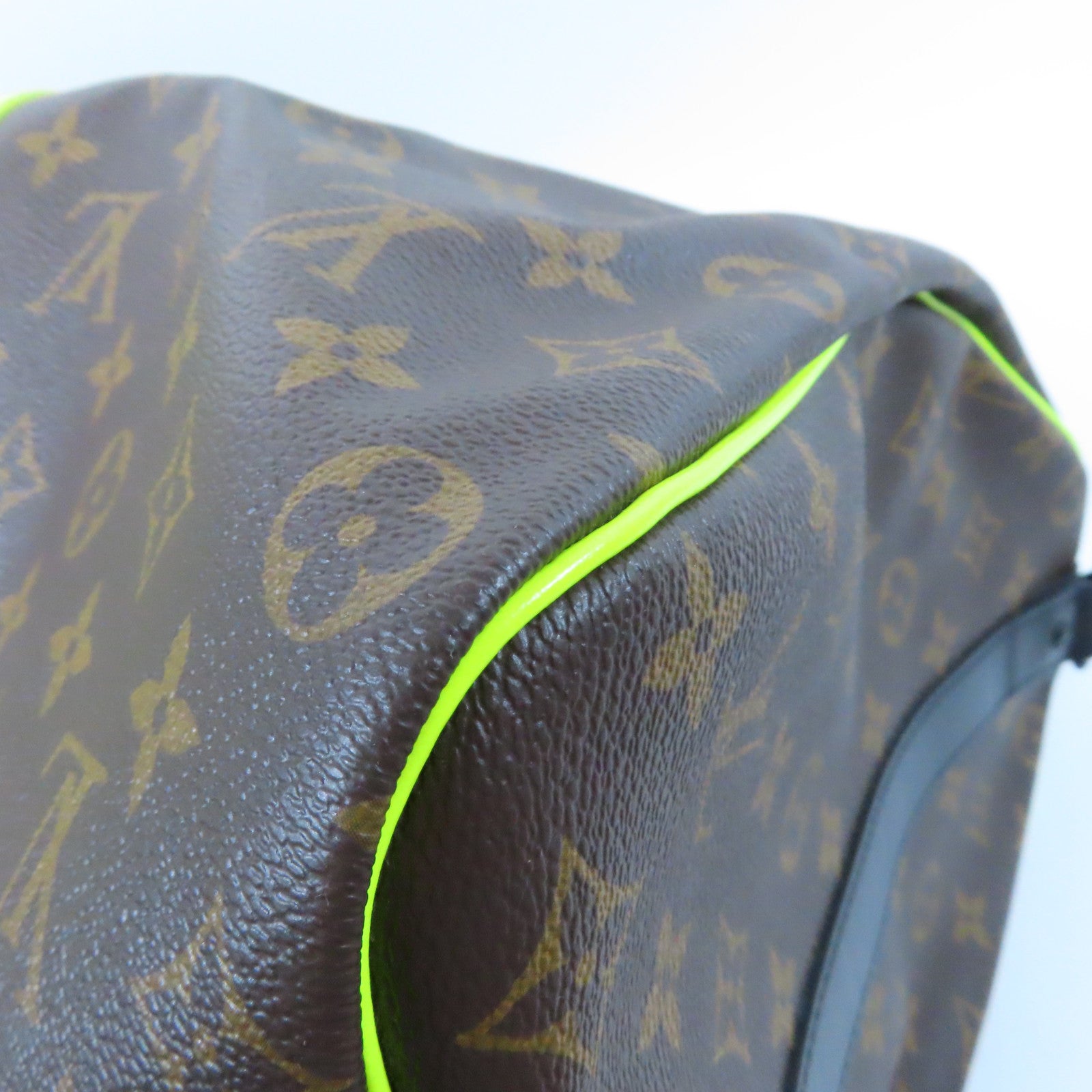 LOUIS VUITTON Monogram Keepall 50 Bandoulie手挽肩背兩用袋啡色啡色/螢光綠色