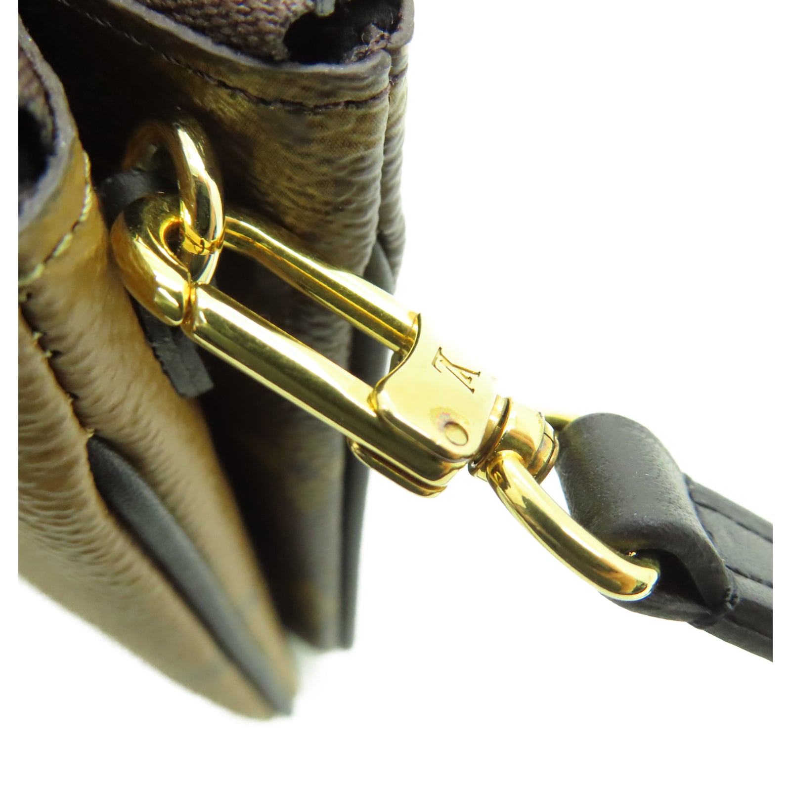 LOUIS VUITTON Monogram Double Zip Pochette金扣肩背袋棕色