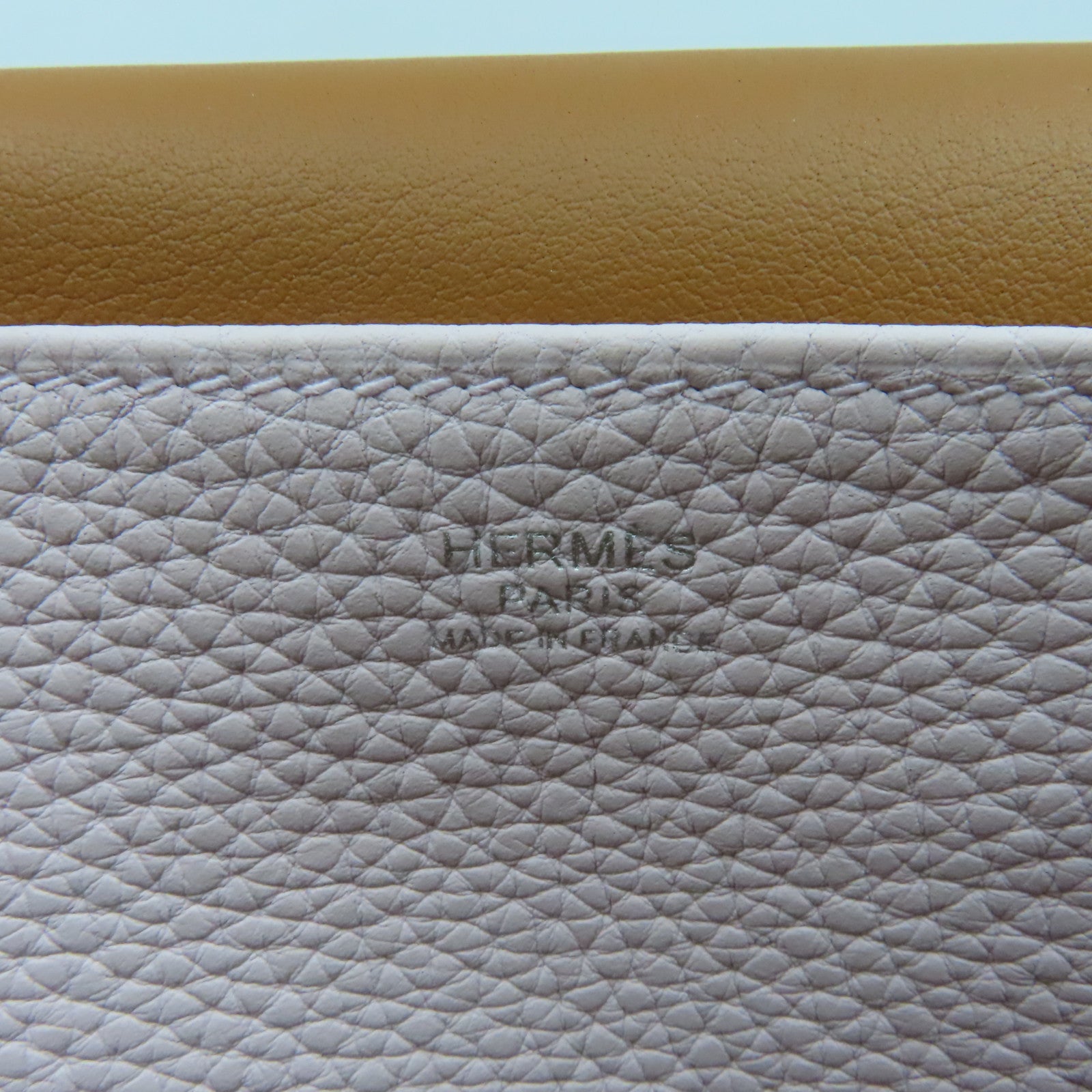HERMES Clemence皮革Halzan 25銀扣手挽肩背兩用袋Mauve Pale夢幻粉色/Gold經典駝色