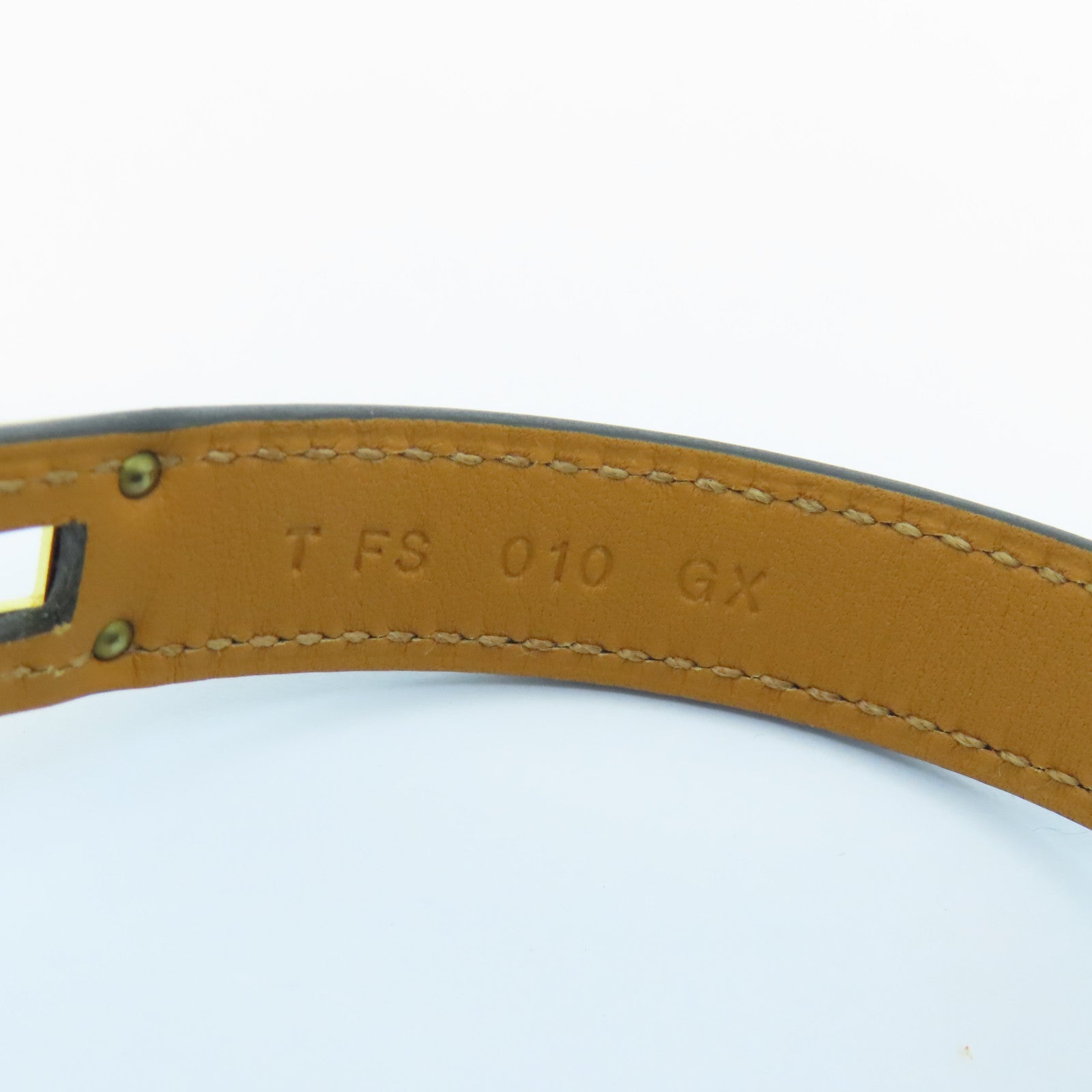 HERMES 皮革Kelly Double Tour Bracelet金扣手鐲黑色