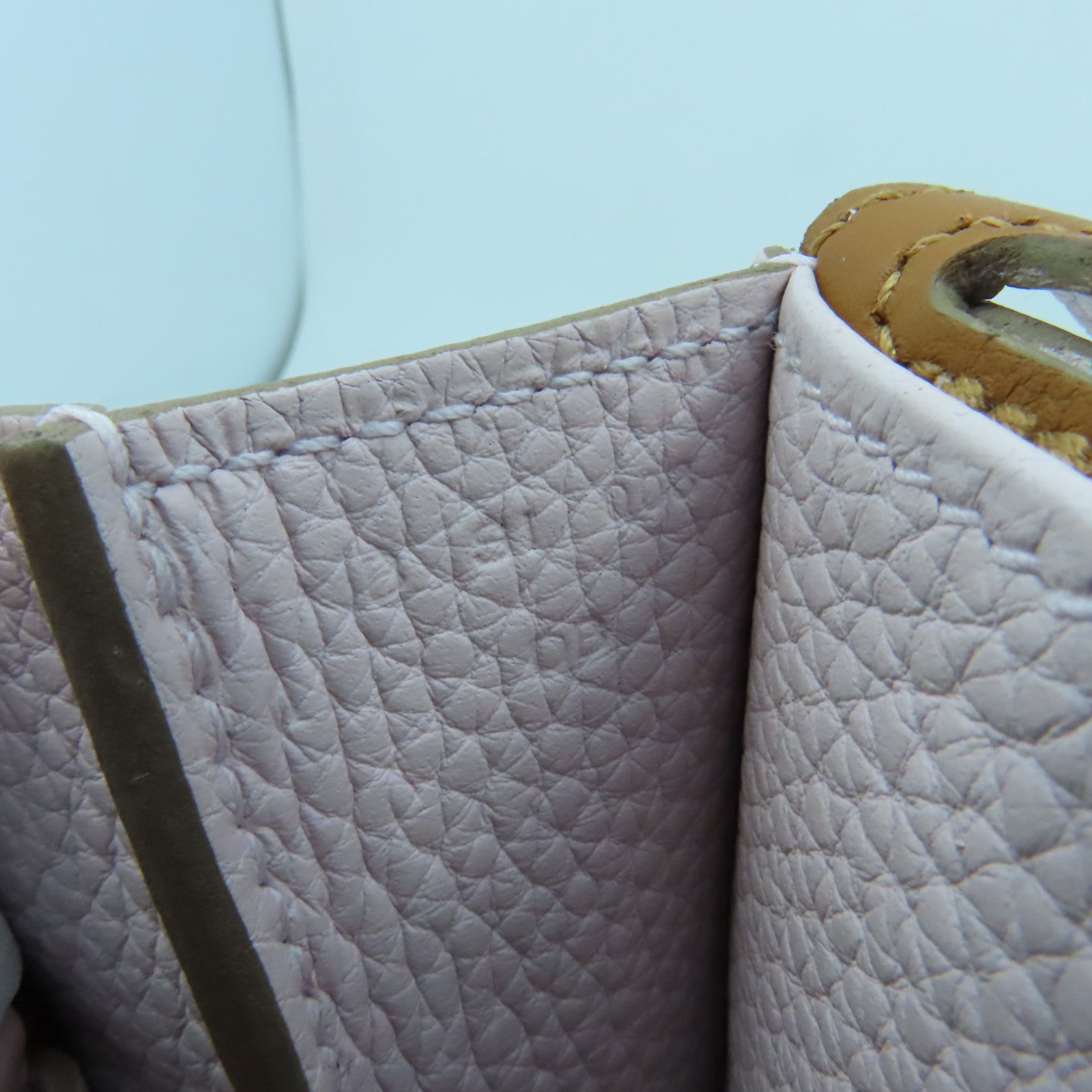 HERMES Clemence皮革Halzan 25銀扣手挽肩背兩用袋Mauve Pale夢幻粉色/Gold經典駝色